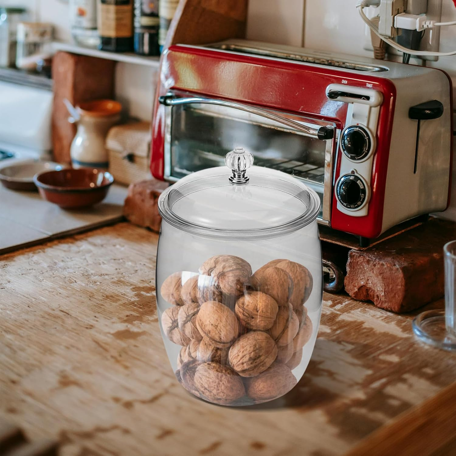 Kichvoe Plastic Candy Jar 3.8L Cookie Jars Airtight Dry Food Container Cotton Ball Holder Wide Snack Jar for Dog Treats Laundry Paper Stars