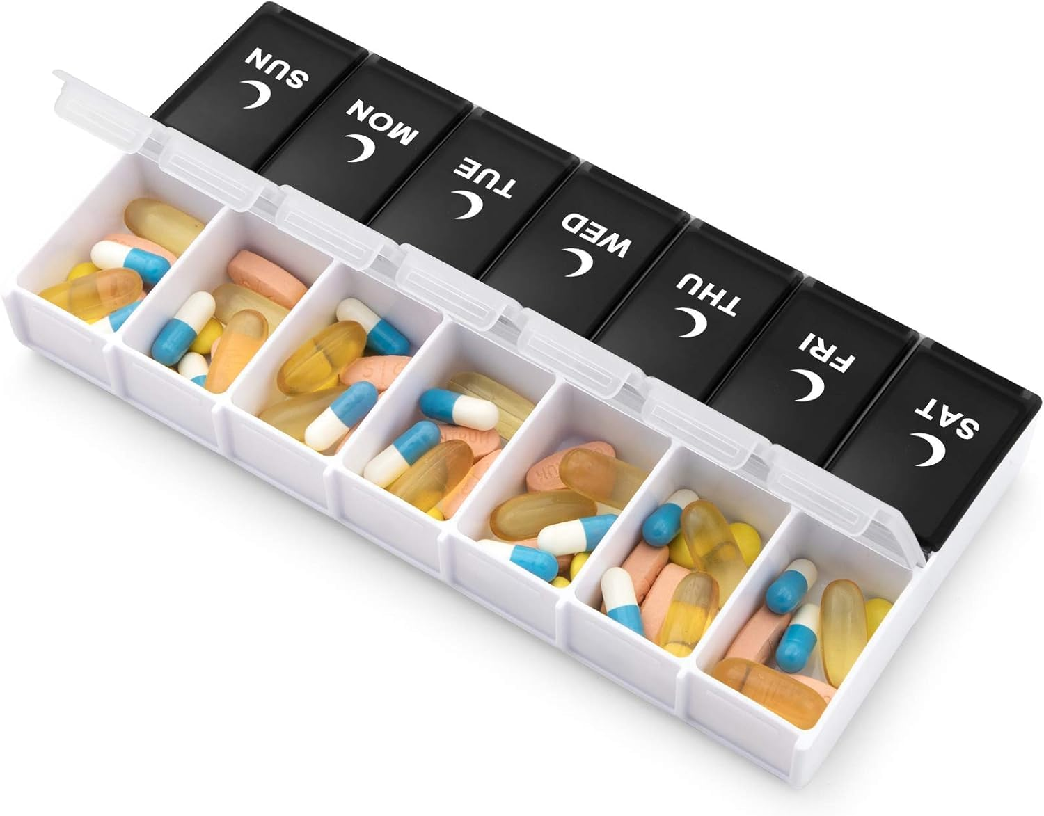 Pill Organizer 2 Times a Day, Weekly Box per AM PM Case, Day Night Container 7 Vitamin Case Twice