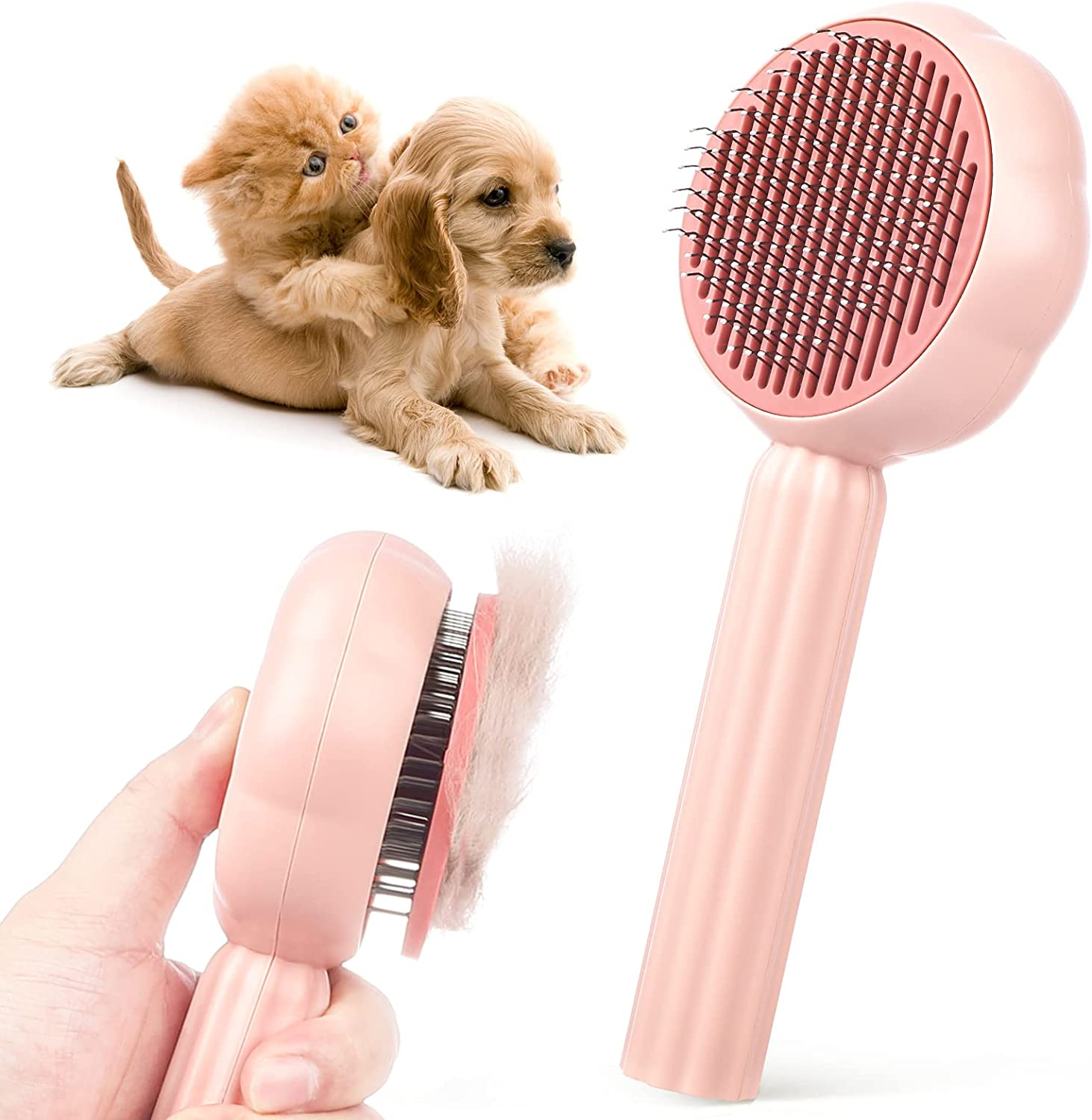 Cat Brush Cat Comb, Baytion Dog Brush Cat Grooming Brush for Short Long Hair Haired Cats Puppy Kitten, Self-Cleaning Massage Combs to Remove Loose Undercoat, Mats, Tangled Hair and Shed Fur image number 1