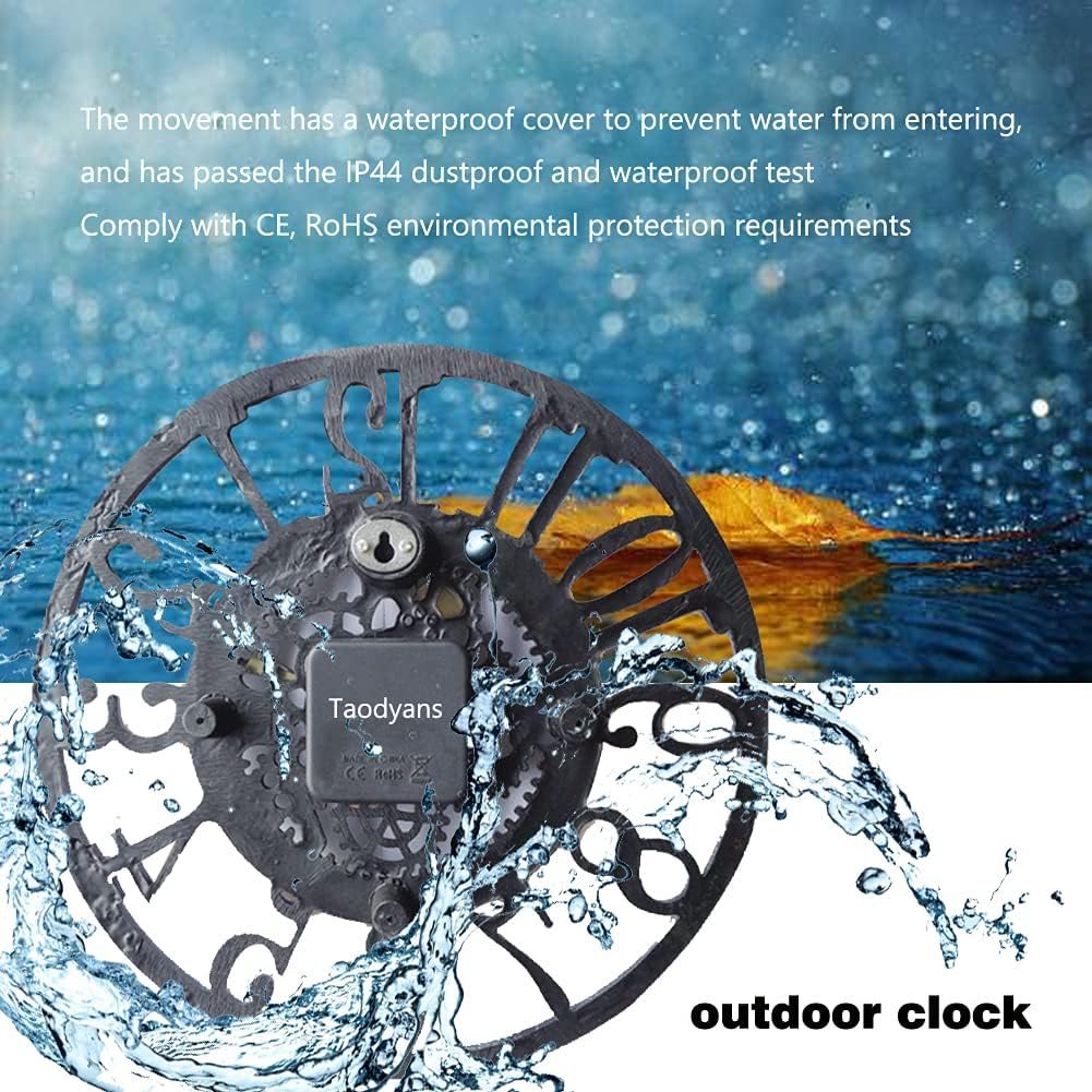 Outdoor Wall Clock 30 Cm Garden Clocks Waterproof Outdoor Wall Clock Vintage Kitchen Living Room Wall Clock Industrial 3D Wall Clock - Ticking (Copper)