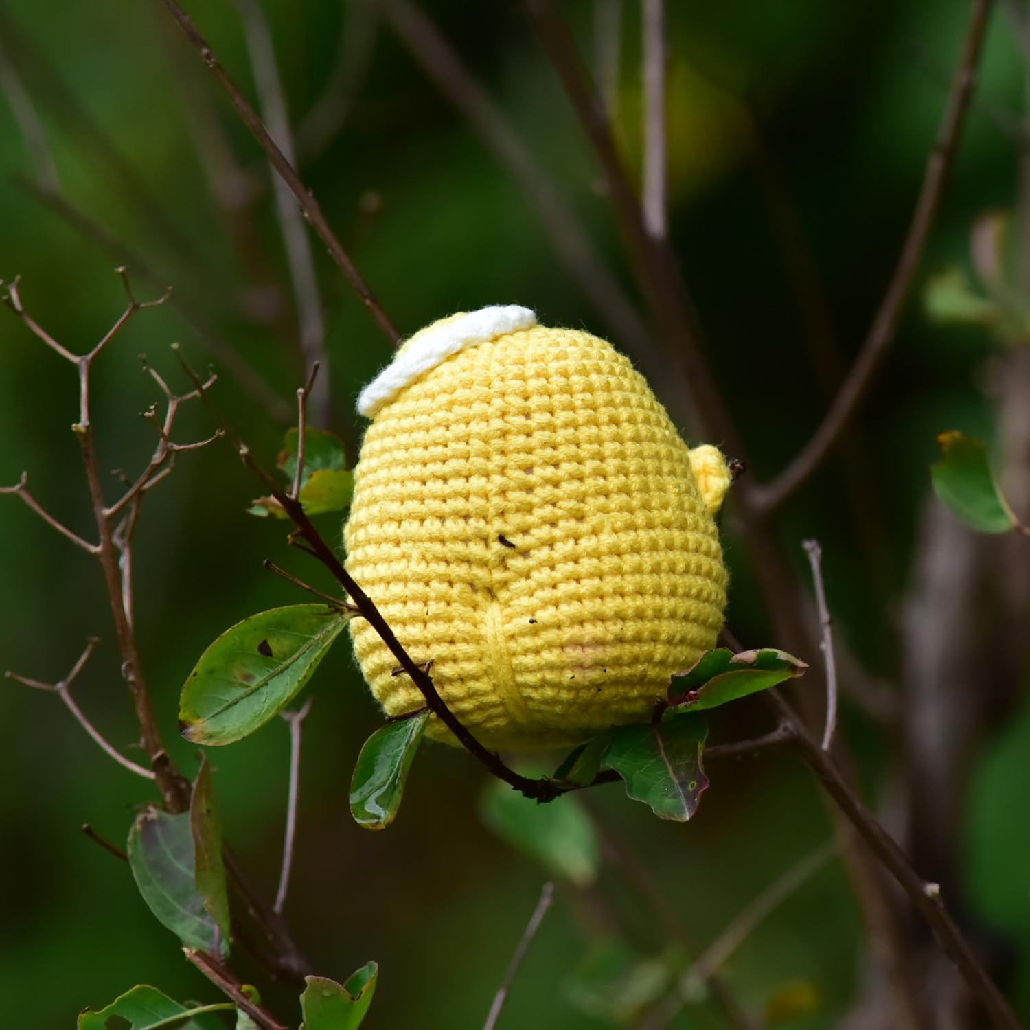 1 Mini Cute Funny Positive Life Potato,Creative Knitted Unique Interesting Potato Holding Card Positive Crochet Party Decor (Yellow) image number 5