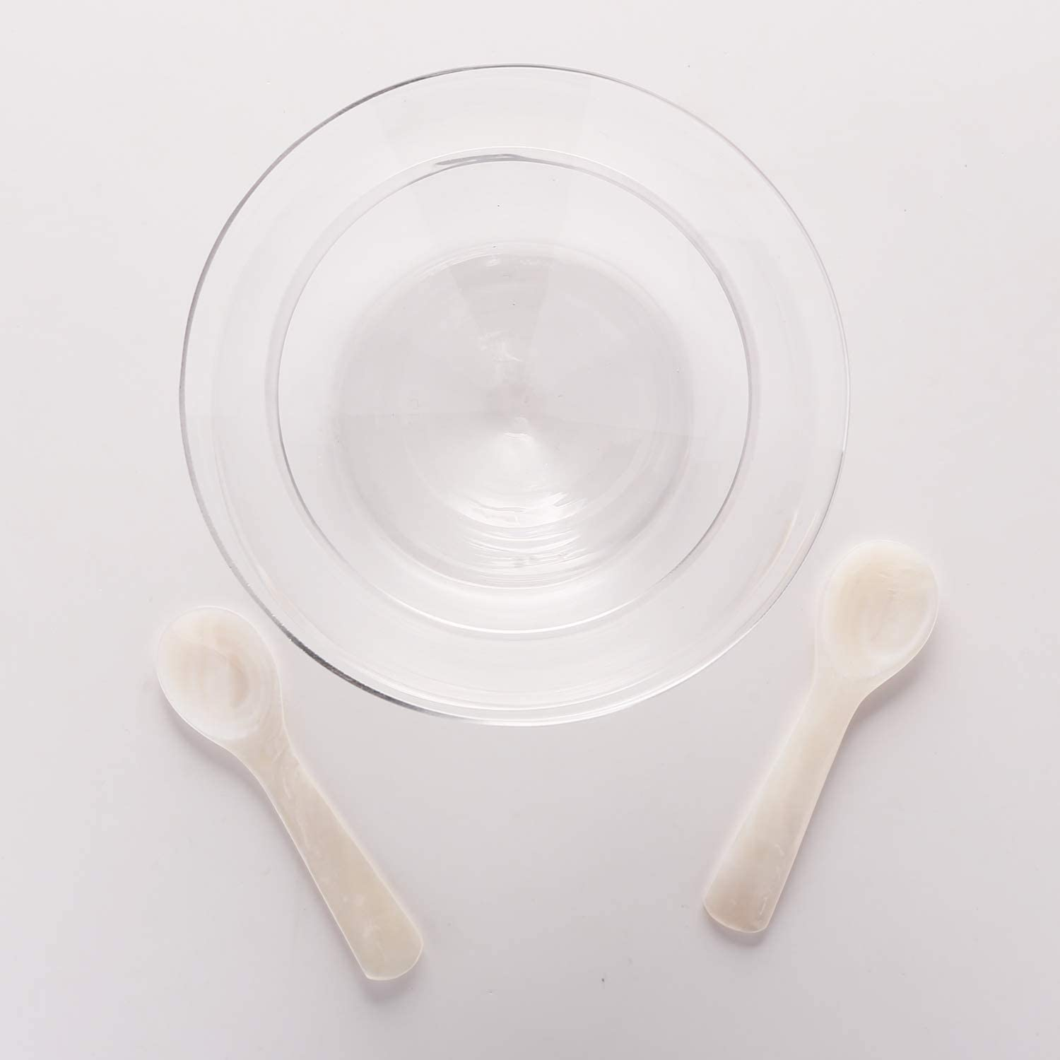 DUEBEL Glass Caviar Chiller Server Set plus 2 Pcs. X Mother of Pearl Caviar Spoon 3.15" &ndash; Universal Martini, Wine, Liquor Cocktail Chiller image number 2