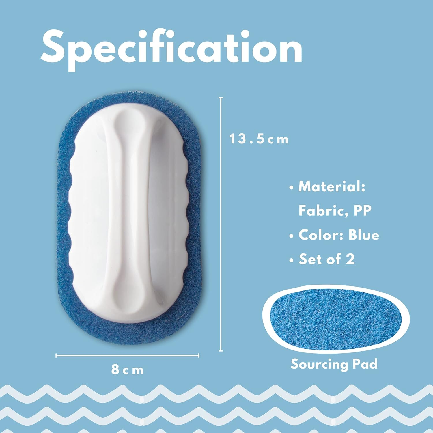 Skylarlife Scouring Pad Brush Cleaning Scrub with Handle Abrasive Pad for Grout Tile Shower and Sink Cleaning, Scrubbing Floor and Tile Boat Polishing Refinishing Bathroom Kitchen Heavy Duty 2 Pack Blue image number 1