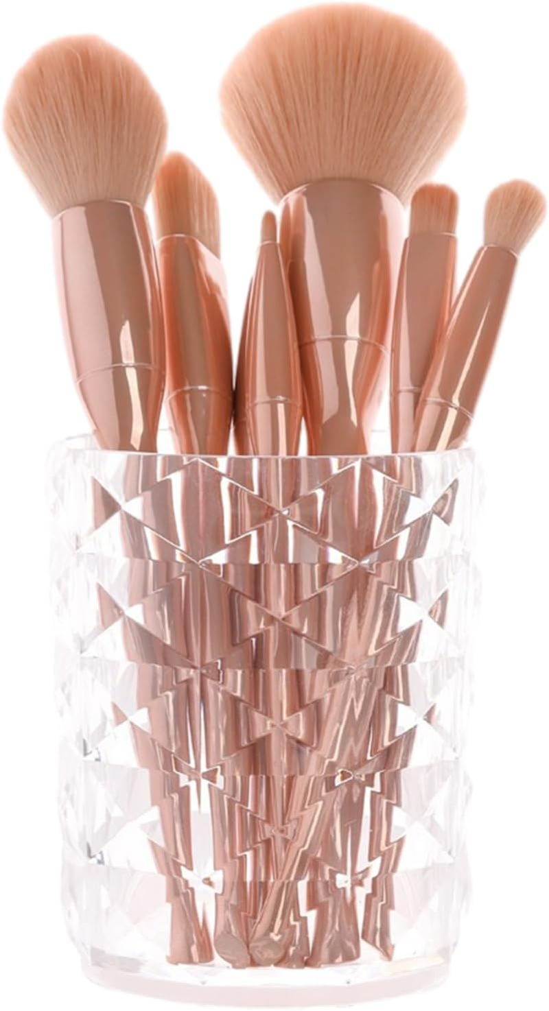 Makeup Brush Storage Bucket | Cosmetic Brush Organizer Cup,Light Luxury Style Exquisite Texture and Transparent Holder for Dressing Table Puchen image number 6