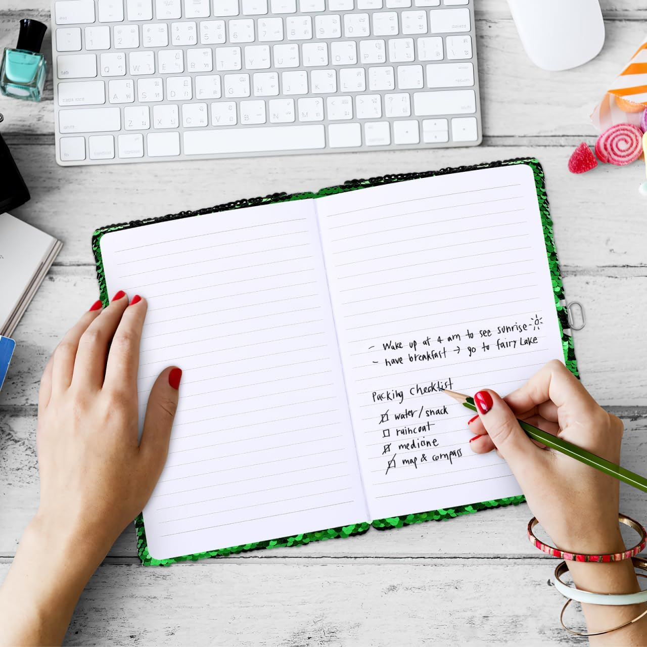 DOITOOL Football Notebook with Lock and Key Sequin Design Boys Diary Secret Diary Journal with Lock Soccer Sport Notebook for Kids image number 4