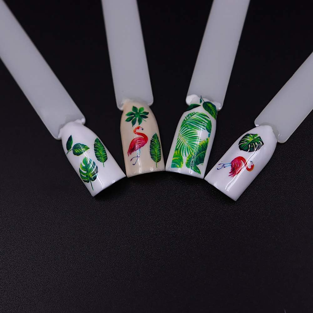 12 Sheets Tropical Plant Leaf Firebird Nail Art Sticker Watermark Nail Stickers Suitable for Women and Girls image number 4