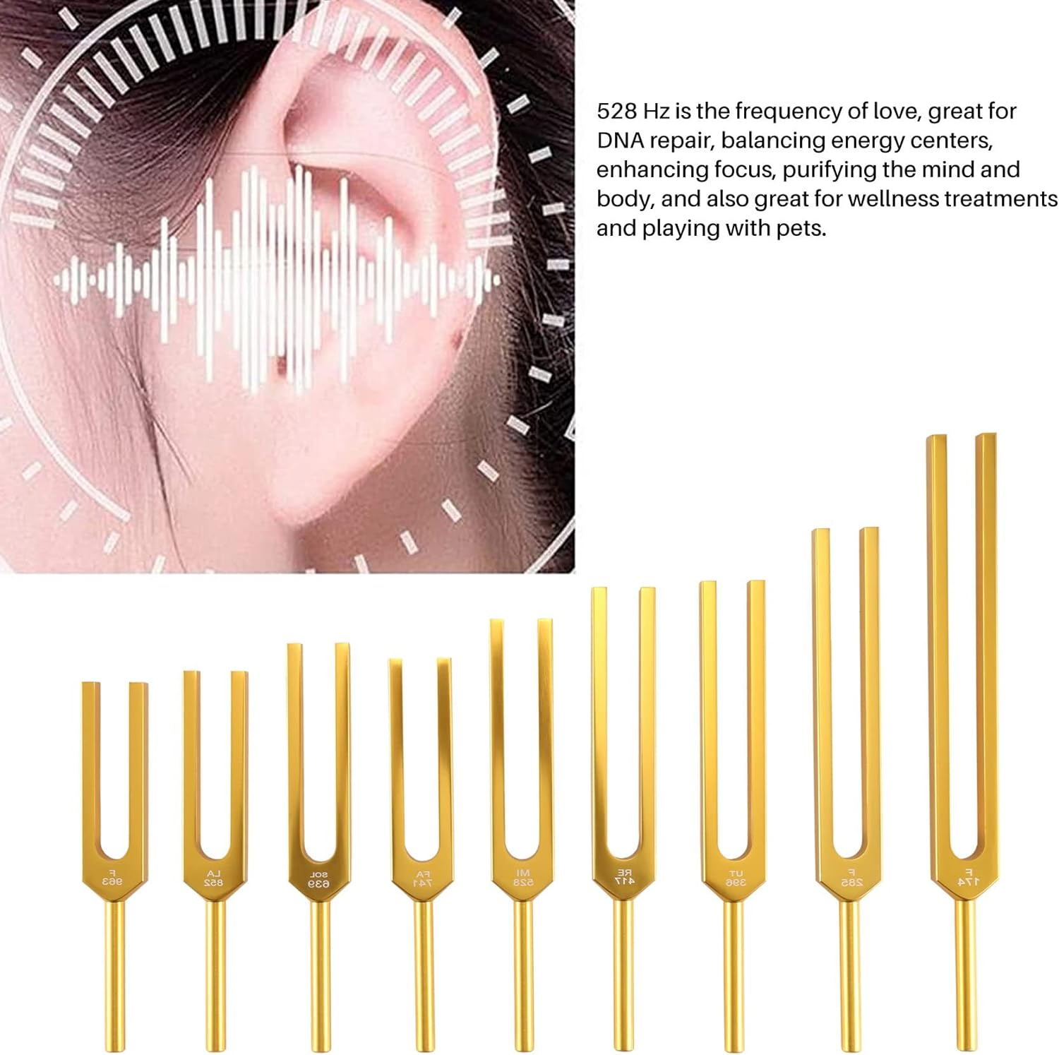 Spacesea Tuning Forks for Healing Set &ndash; 9 Chakra Frequencies 174Hz to 963Hz | Precision Aluminum Alloy | Meditation, Yoga, Sound Therapy, Energy Balancing Tools image number 4