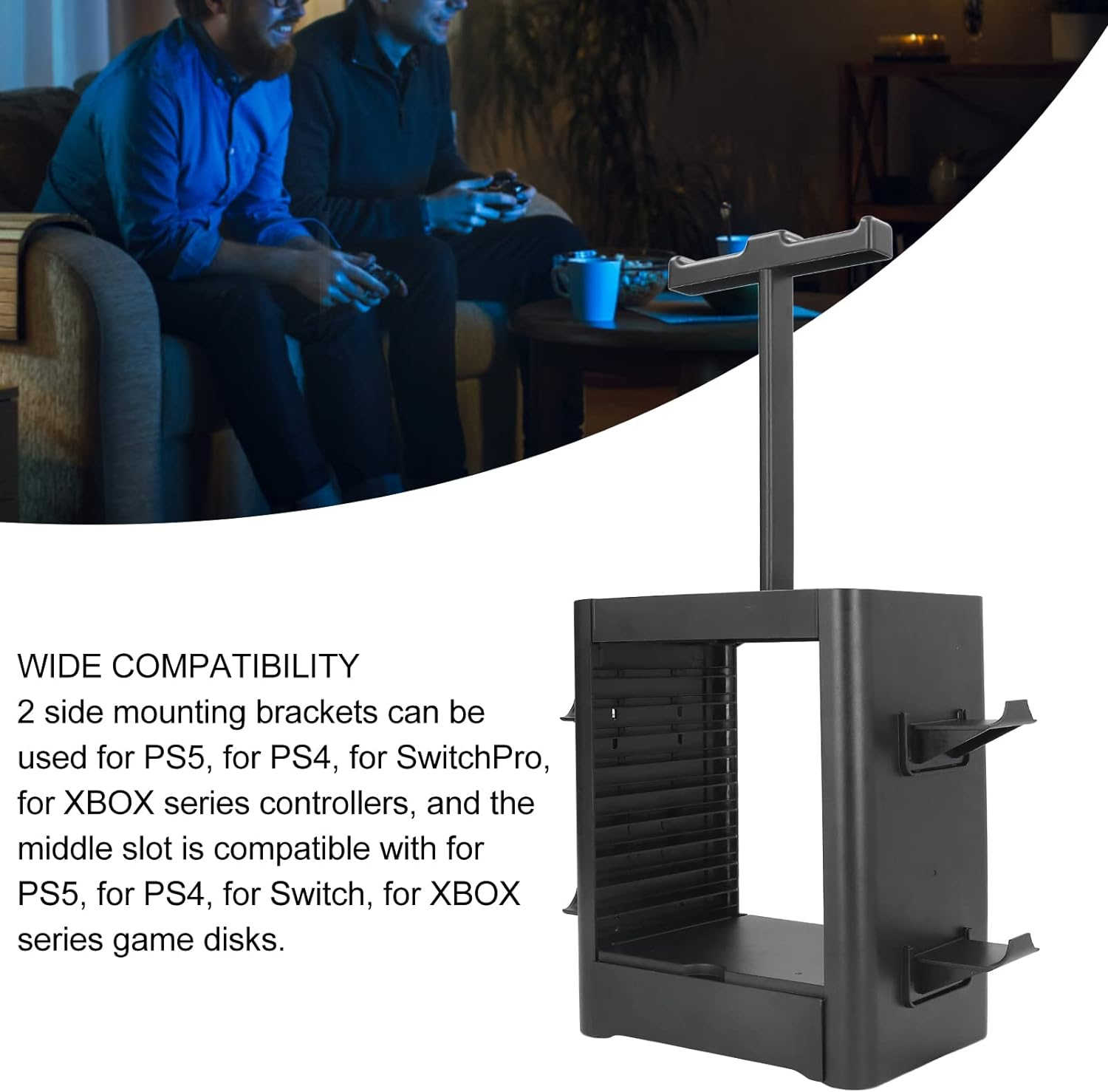 Game Storage Tower, Multi Purpose Desktop Storage Rack All in One Design, ABS Gamepad Disc Storage Bracket for for for Series