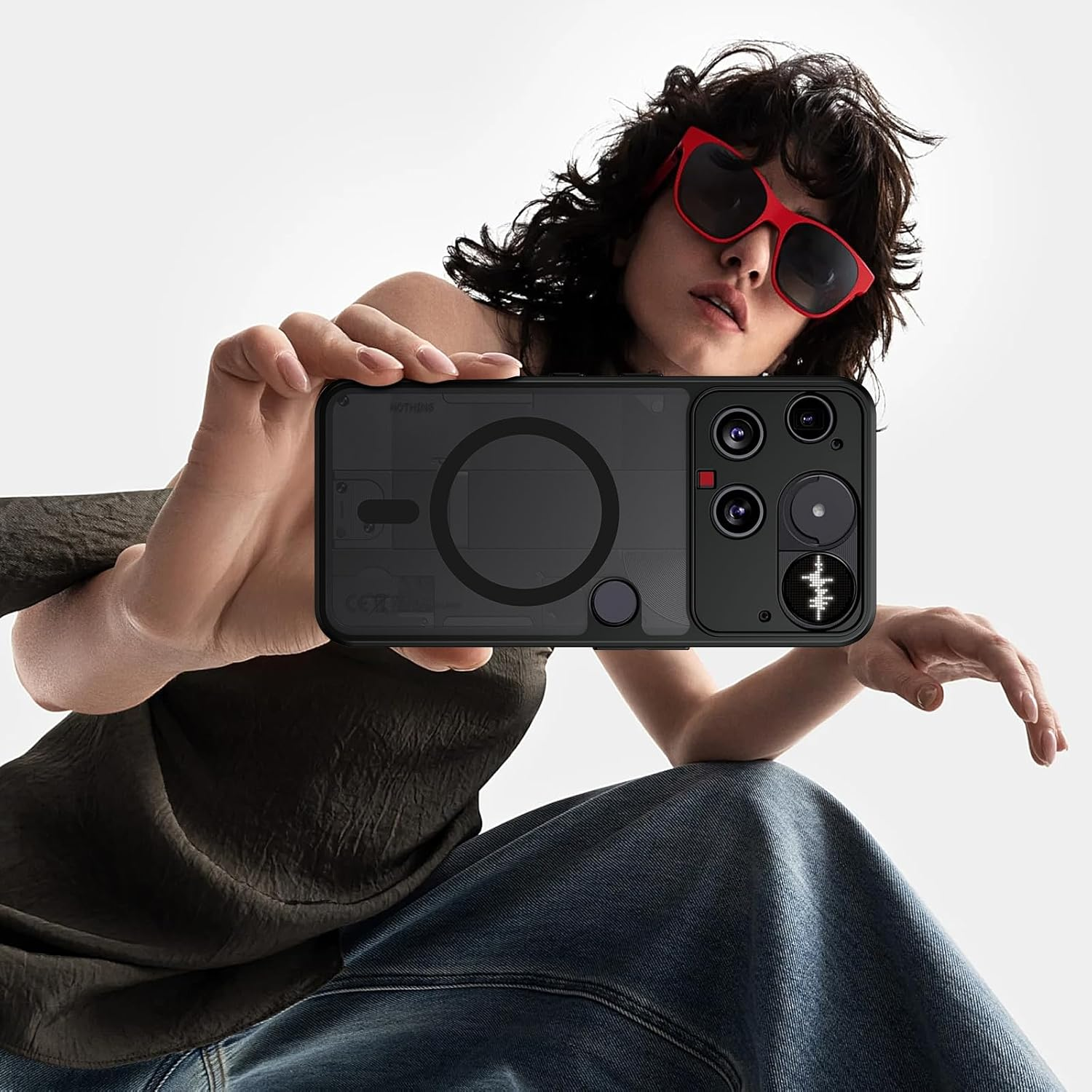 DUEDUE for Nothing Phone 3 Case Magnetic, Compatible with Magsafe, Military Drop Protection Skin-Touch Slim Translucent Matte Shockproof Phone Cover for Nothing Phone 3, Black image number 2