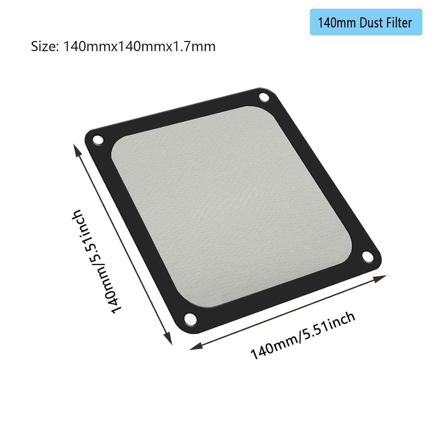 Ronyaoko 140Mm Dust Filter, PC Case Magnetic Dust Mesh Filter, 140 X140Mm Black Mesh Hole Cover, Dustproof Computer Fan Grills,14Cm 5Pcs image number 1