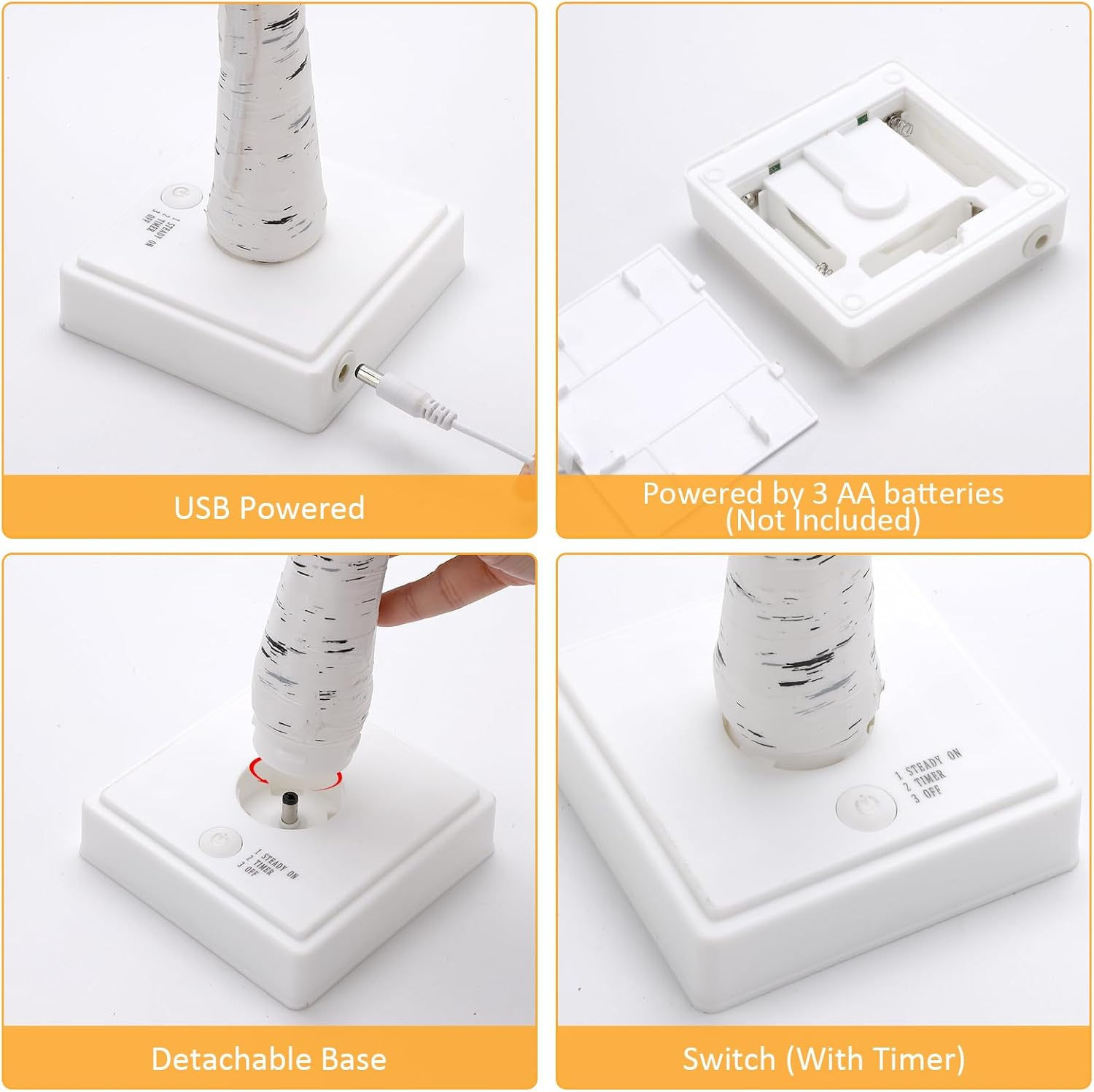 Howeifull 144 LED Light Tree with Timer, LED Birch Tree Light Warm White Adjustable Branches Bonsai Decorative Tree Lighting Indoor Decoration for Christmas, Party, Wedding, Usb/Battery Operated image number 3