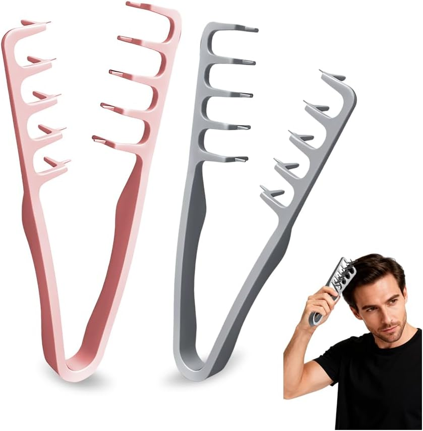 HMCEY 2 Texture Comb Structure, Wide Styling Comb for Men and Women, Hair Comb Hairdresser, Parting Comb, Coarse, Volume Comb Curls, Wave Comb Barber, Tooth Comb, Hair Comb Wide Tooth, Texturising image number 1