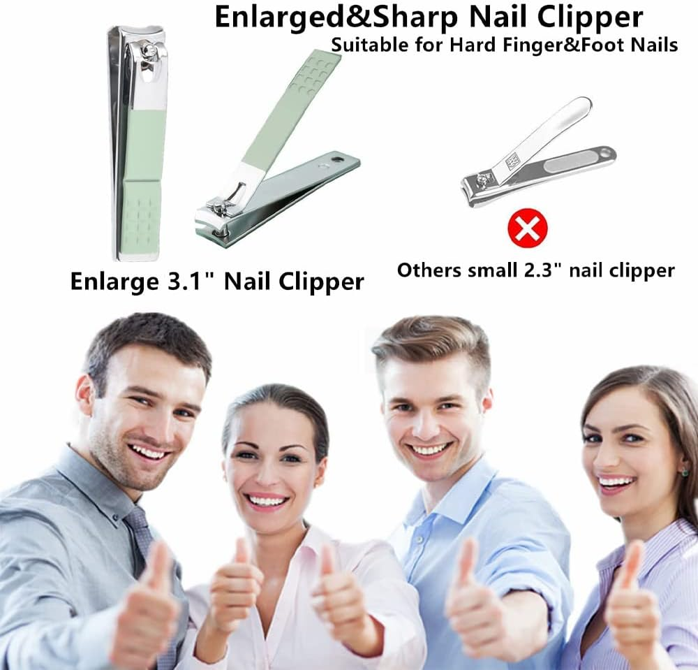 Nail Clippers Set,Large Toenail Clippers for Thick Nails,15Mm Sharp Curved Blade Clippers Cutter,Finger Nail Clippers for Men Adults,Women,Seniors(4Pcs,Black,Silver,Green,Blue) image number 4