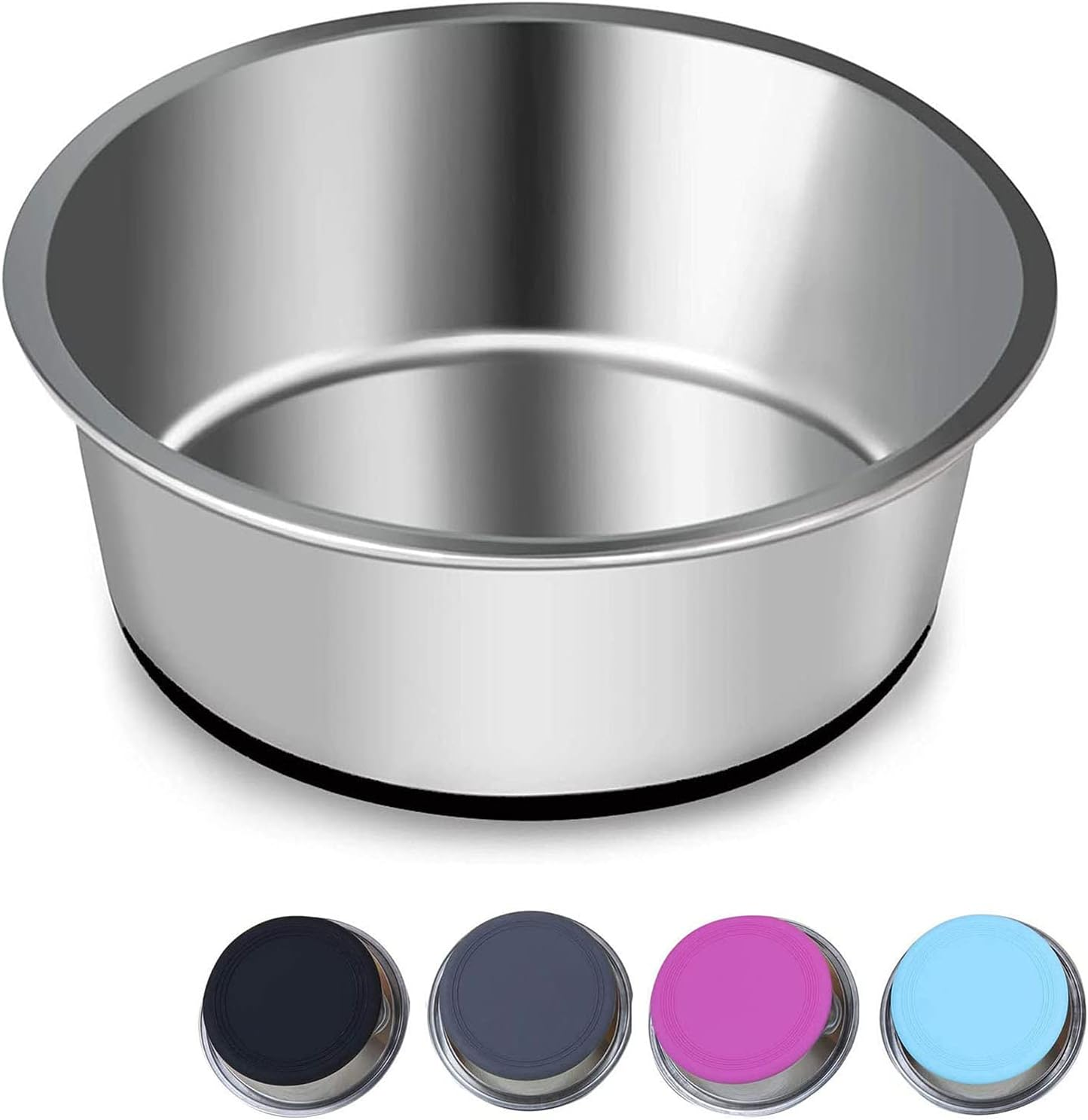 SUOXU Heavy Stainless Steel Dog Bowls,Large Dog Bowl with Non-Slip Silicone Bases,Pet Feeding Bowls,2500Ml Large Dog Feeder Bowls and Water Bowls(Xl-26Cm)
