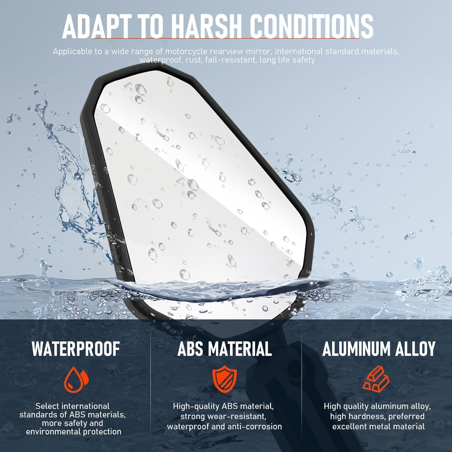 Universal Motorcycle Mirror, Upgraded 2X Motorbike Side Mirror Set, Adjustable Double Roller ATV Mirror, Universal 7/8" Handlebar Rear View Mirrors, for Street Bikes Cruisers Moped Dirt Bike (Black) ﻿