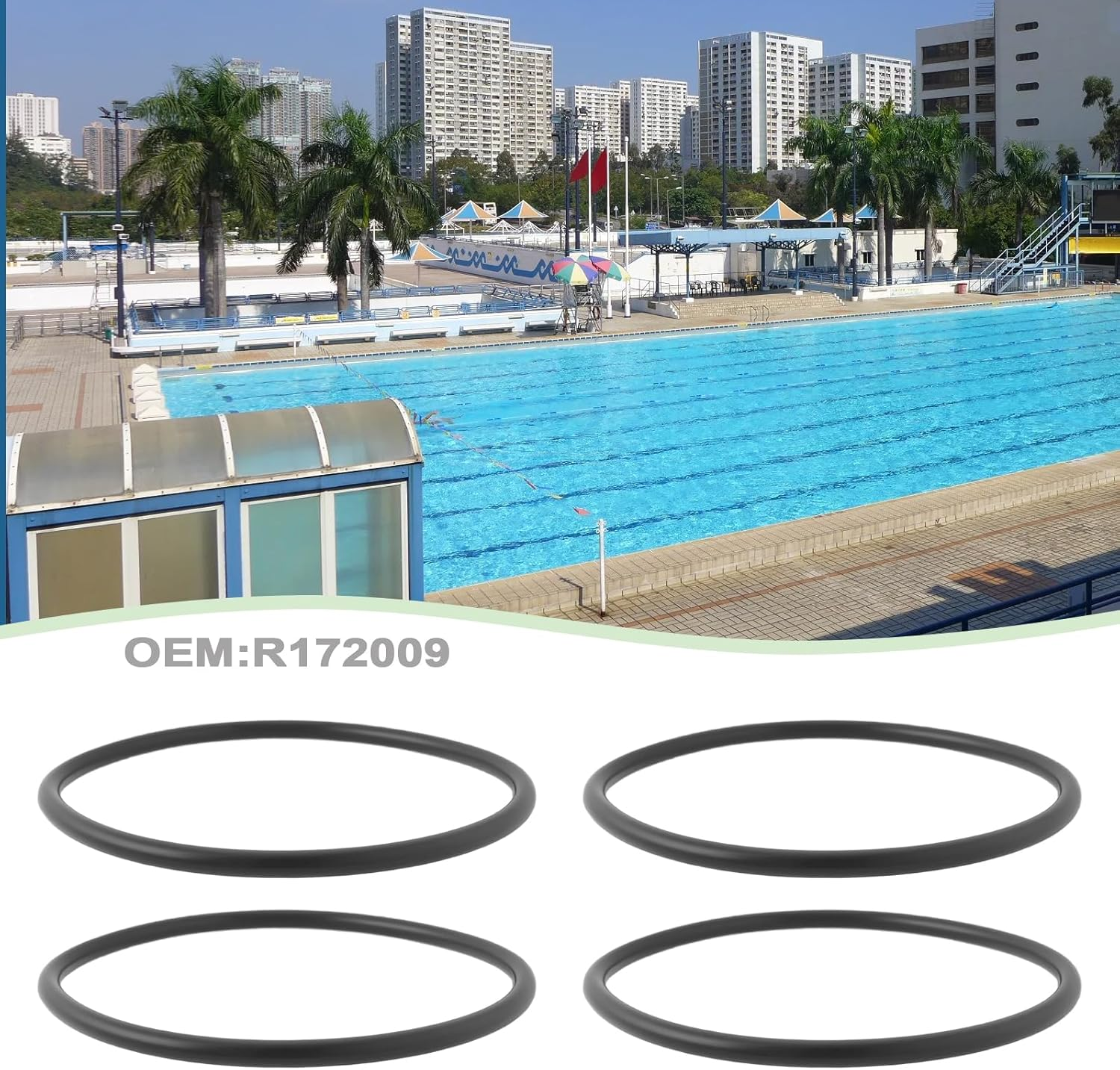 6Pcs Pool Filter O-Ring Replacement Part R172009 Compatible with Pentair Rainbow 300 302 300-19 300-29X Black (10.5X9.5X0.5Cm) image number 2