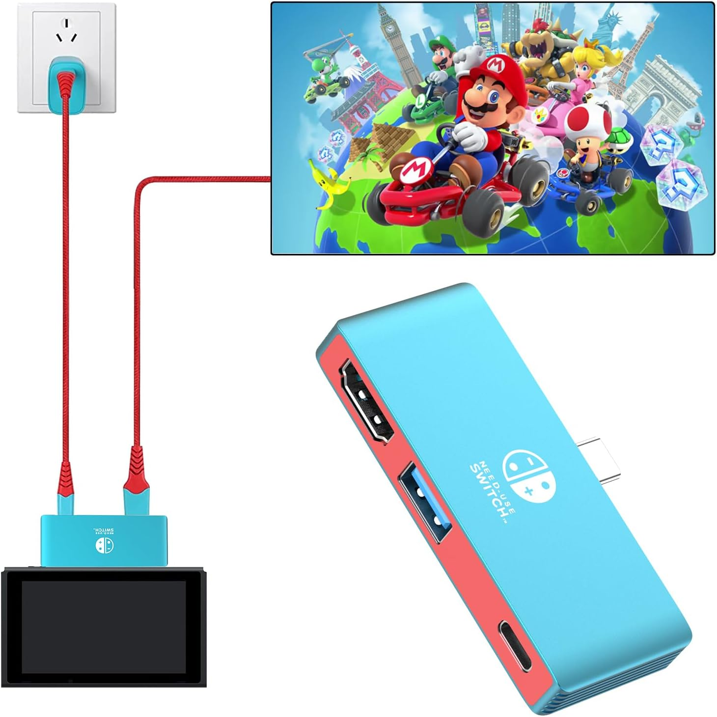 GOPALA Portable Switch Dock Replacement - 4K HDMI TV Dock with 100W PD Charging for Nintendo Switch/Oled/Steam Deck image number 3