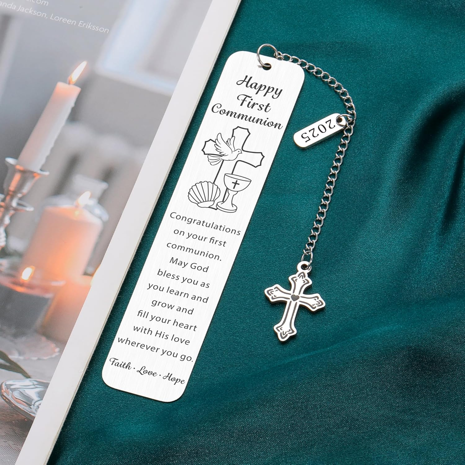 First Communion Gifts for Girls First Communion Gifts for Boys Women Men 1St Holy Communion Bookmark Baptism Confirmation Gifts for Teen Easter Basket Stuffers Christian Religious Easter Gifts for Kid image number 1