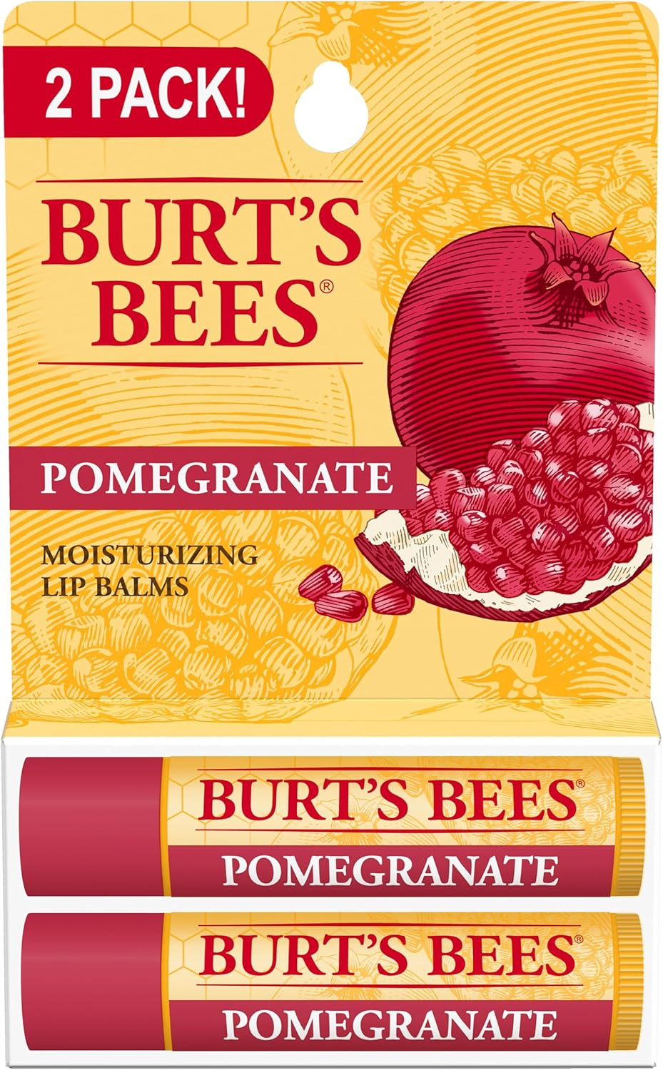 Burt'S Bees 100% Natural Origin Moisturising Lip Balm, Pomegranate, 2 Tubes image number 4