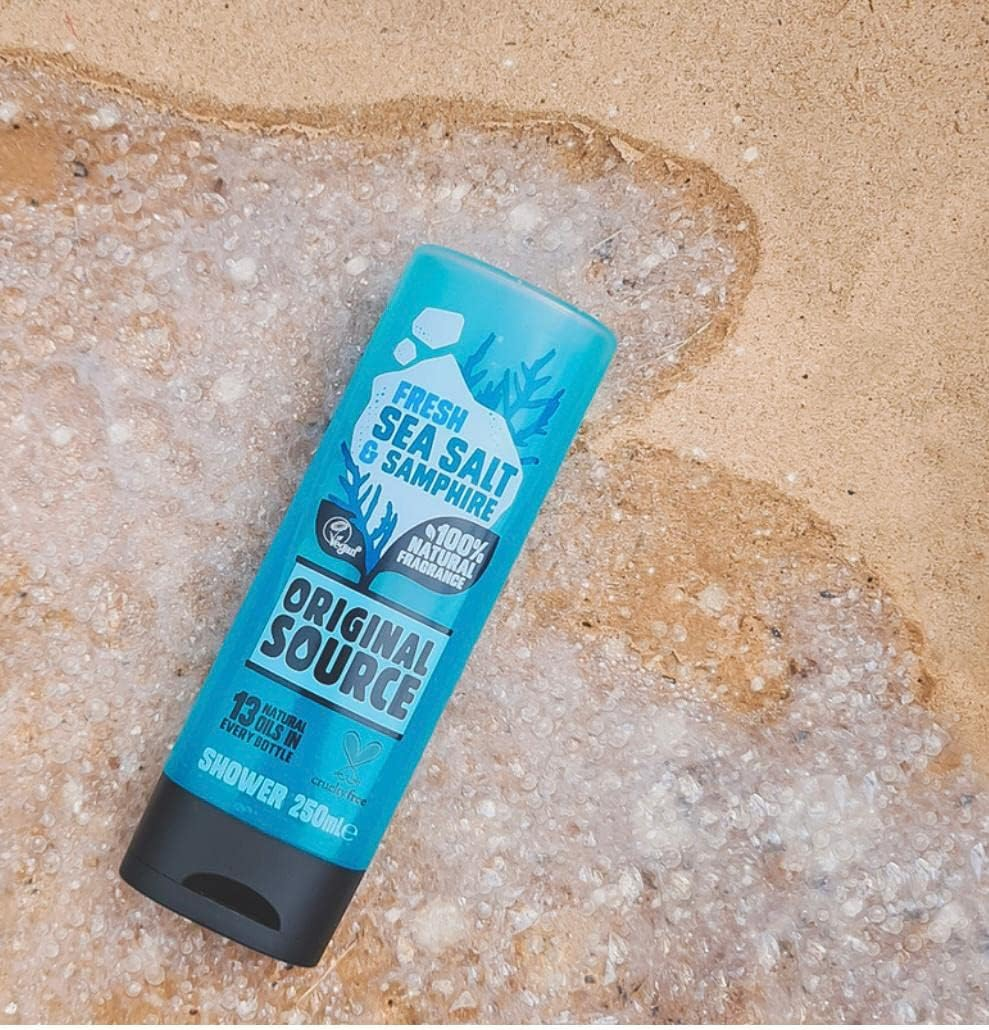 ORIGINAL SOURCE SHOWER GEL SET 4X250ML NEW FRAGRANCE FRESH SEA SALT & SAMPHIRE, ZINGY LIME, SWEET RHUBARB & RASPBERRY, LAID-BACK LAVENDER & TEA TREE BODY WASH TREE, COMBO PACK image number 4