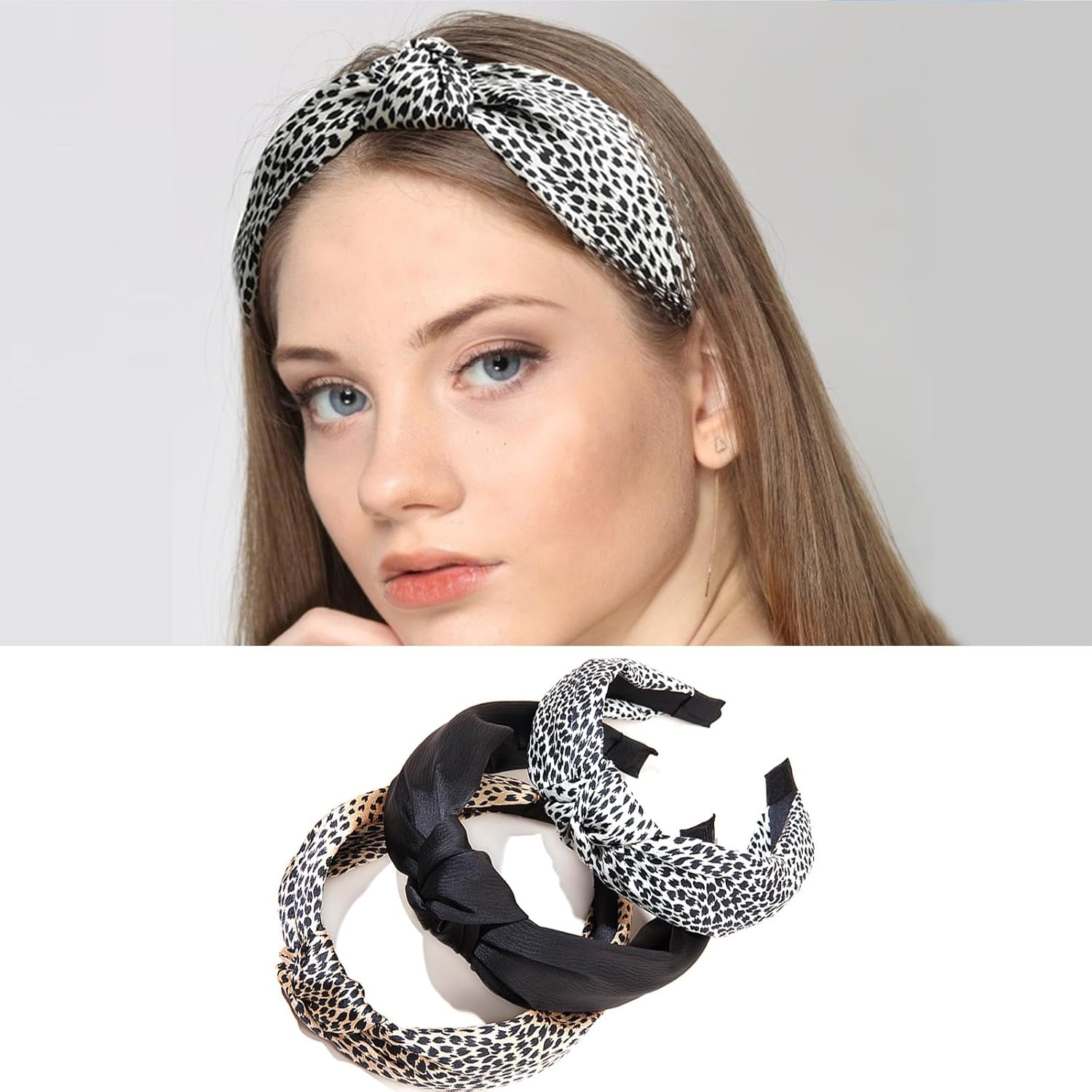 Pack of 3 Headbands for Women, Headband Women'S Vintage Hair Band, Women'S Fabric Headband, Leopard Print Headband, Fashionable Cute Headband for Women'S Hair image number 2