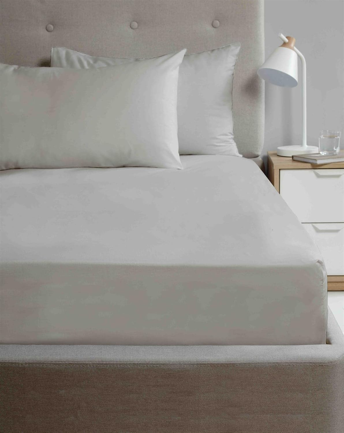 Rapport Home Microfibre Silver King Fitted Sheet Luxury Easy Care Non-Iron Bed Linen image number 1