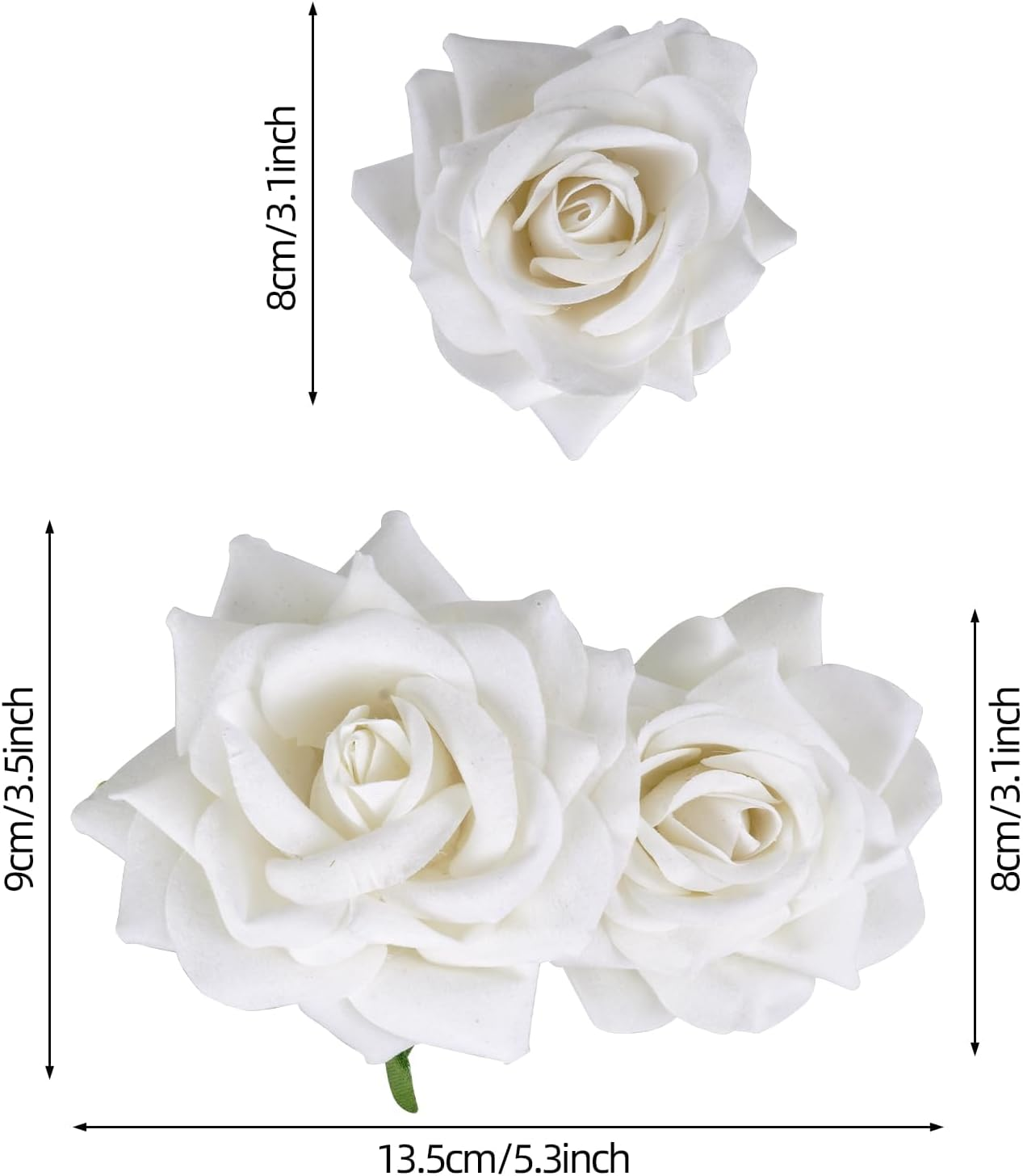 Pack of 3 Rose Hair Clips, Rose Flower Hair Clips, Red Rose Brooch Flower Clips, for Women, Girls, Party, Wedding, Valentine'S Day, Masquerade, Carnival (White) image number 6