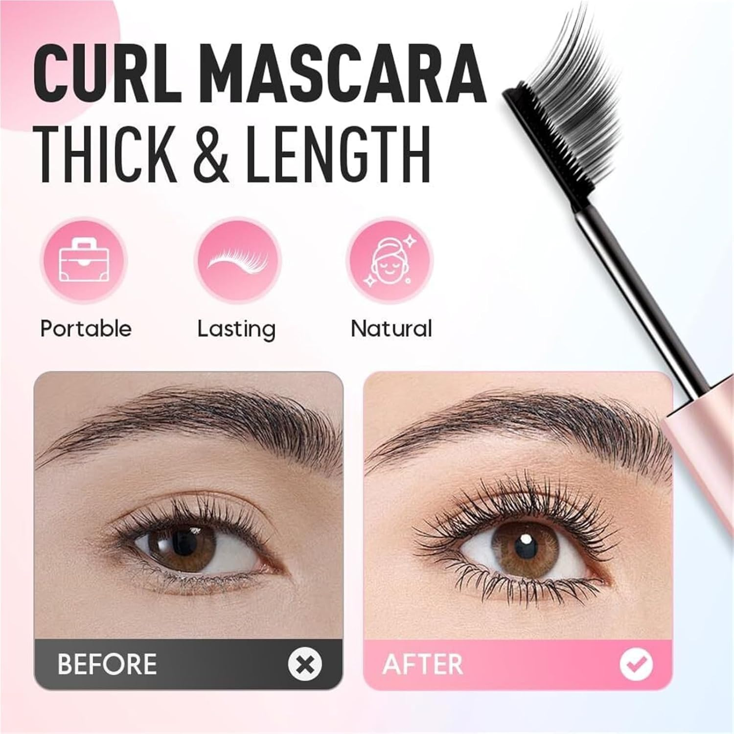 Comparison K Mascara, Comparisonk Mascara, Tubing Mascaras, 2025 Black & Brown Duo for Lash Makeup, Waterproof & Sweatproof Long Lasting Non-Smudged(Brown) image number 1