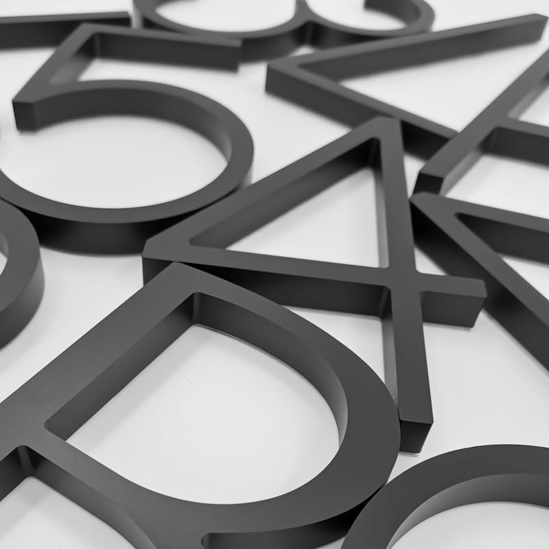 5 Inch Large House Number,Black Acrylic Modern Outdoor Address Sign for Yard Street and Mailbox, Self Adhesive Number for Door, Garbage Bins, Address Number (Number 4) - Number 0 image number 4