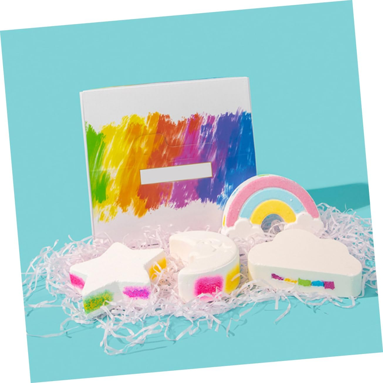 KOMBIUDA 4Pcs Cute Rainbow Bath Salt Essential Oil for Relaxing Shower Moisturizing Bathing Salt for Smooth Skin for Self-Care and Relaxation image number 2