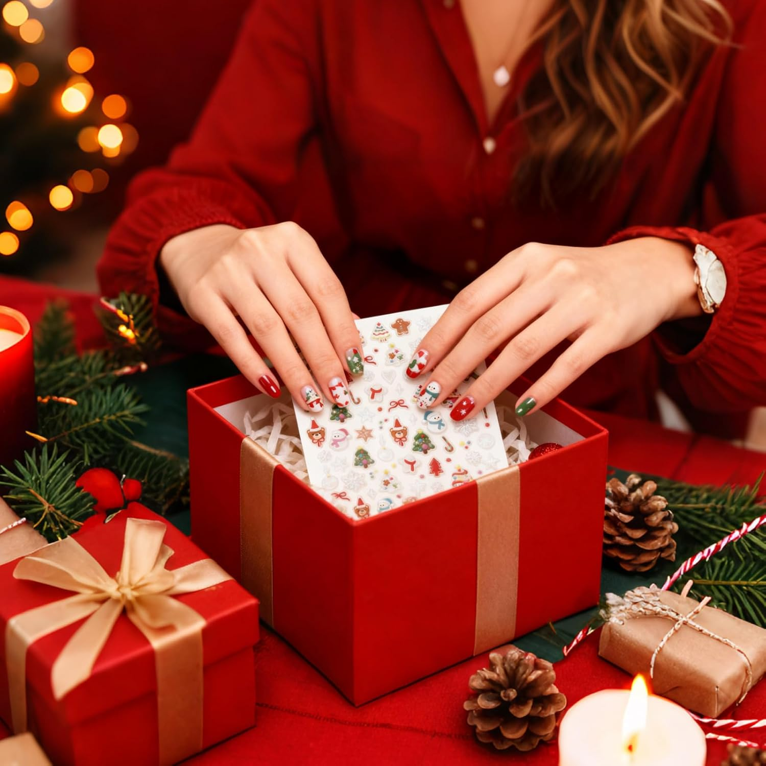 Furtryvl Winter Nail Stickers | 3D Christmas Art Decorations - Holiday Nail Decals | for Women Girls Kids Home Salon Studio Manicure Personal Care image number 1