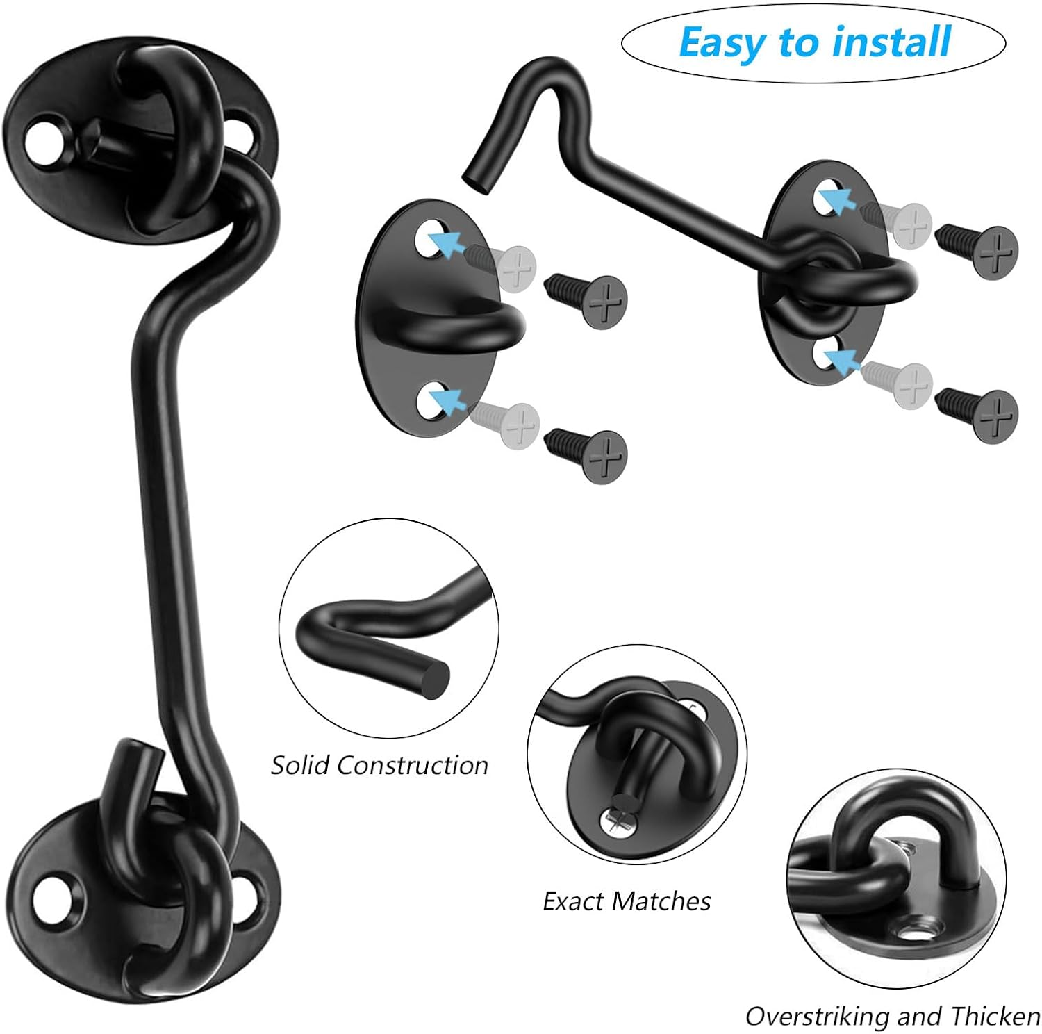 Heavy Duty 12" Sliding Barn Door Handle and Gate Latch Set, Matte Black Carbon Steel Pull Handle for Interior/Exterior Use, Double Sided Sliding Door Handle with Door Latch, Barn Door Lock & Handle image number 6