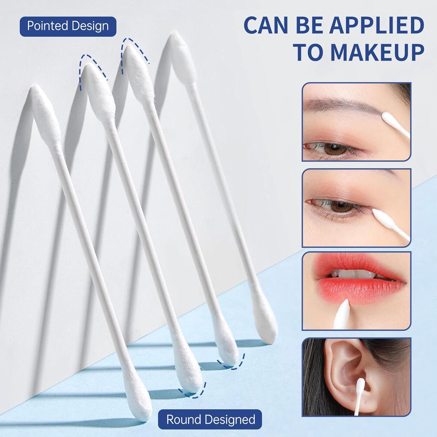 Pointed Tip Cotton Swabs, 800 Count Double Precision Tips Cotton Swabs round Head Cotton Buds with Paper Stick, Cotton Buds for Makeup, Personal Care, Crafts image number 2