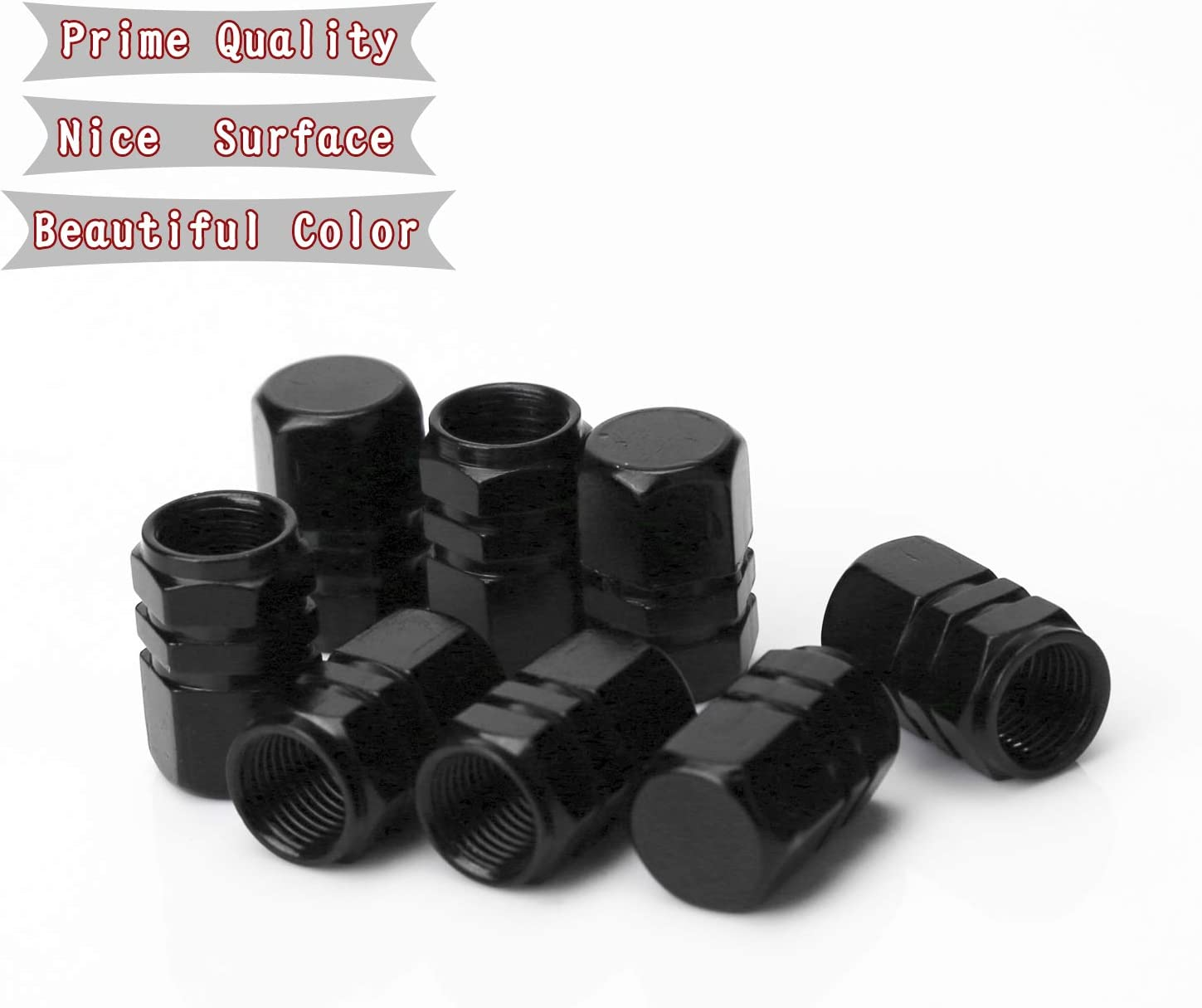 AIEX 8 Packs Aluminum Tire Valve Stem Caps with Gasket Universal Hexagon Valve Covers Replacement for Cars, SUV, Bike, Bicycle, Motorcycles, Airproof, Screw-On, Easy-Grip(Black) image number 4