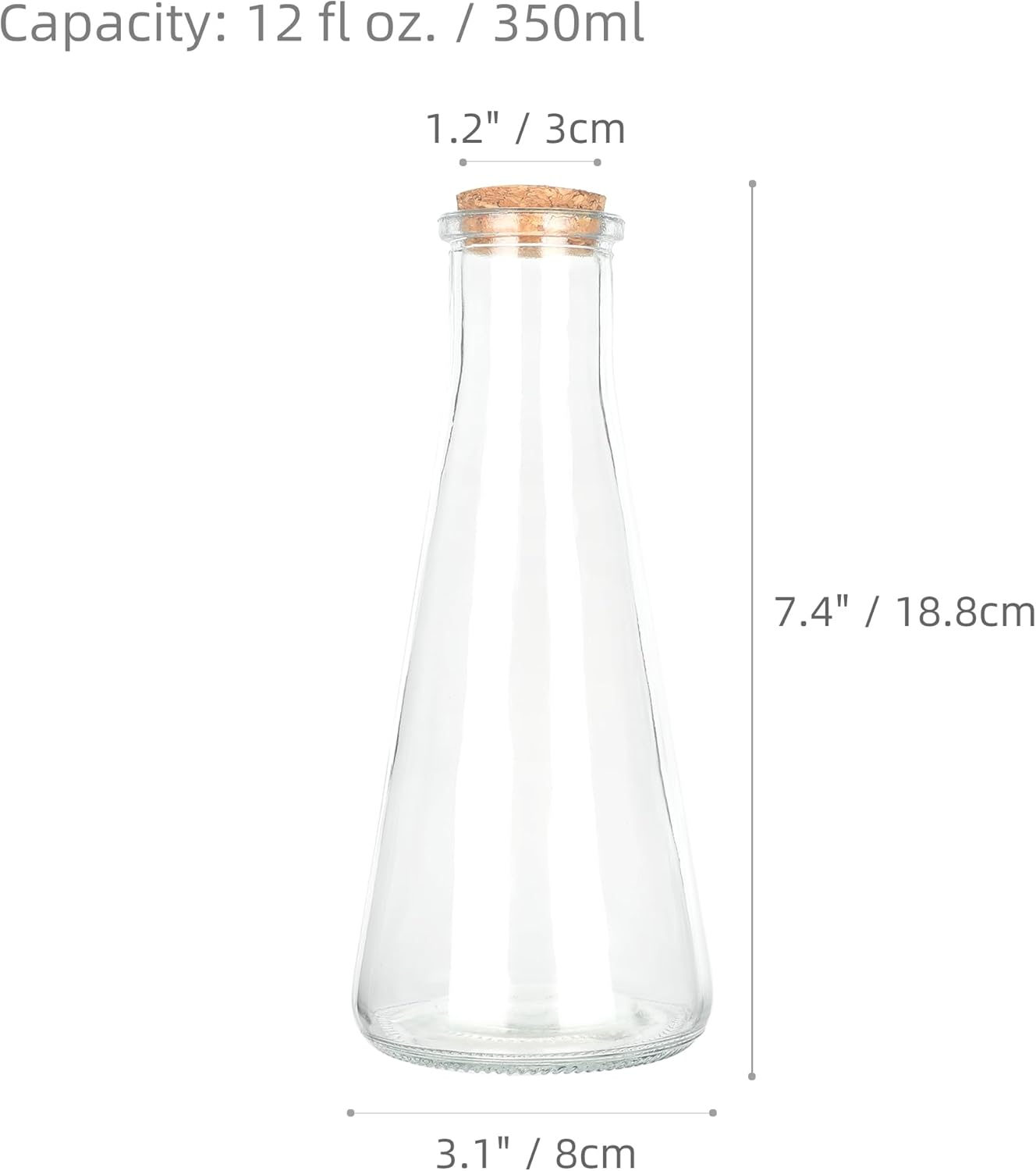 Magic Season Decorative Glass Bottles with Cork Stoppers (350 Ml Tapered Bottles / 2 Pcs) image number 3