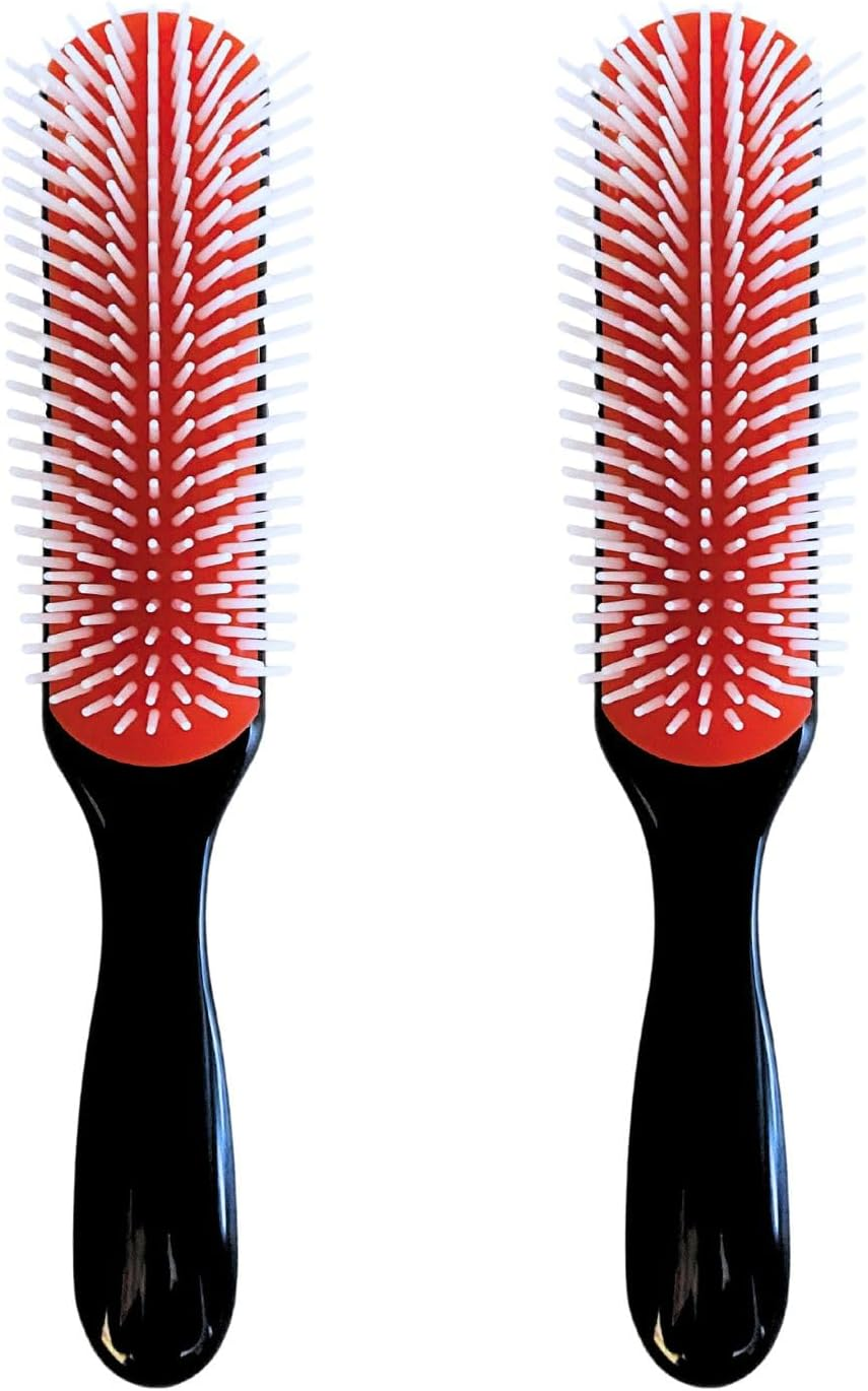 MDSTYLE Hair Brush for Curly, Thick, Wavy and Coily Hair - Curl Defining, Detangling, Styling, Blowdrying, Shaping - 9 Row Detangler Brush for Women and Men - Dry or Wet (Black Small 1Pc)