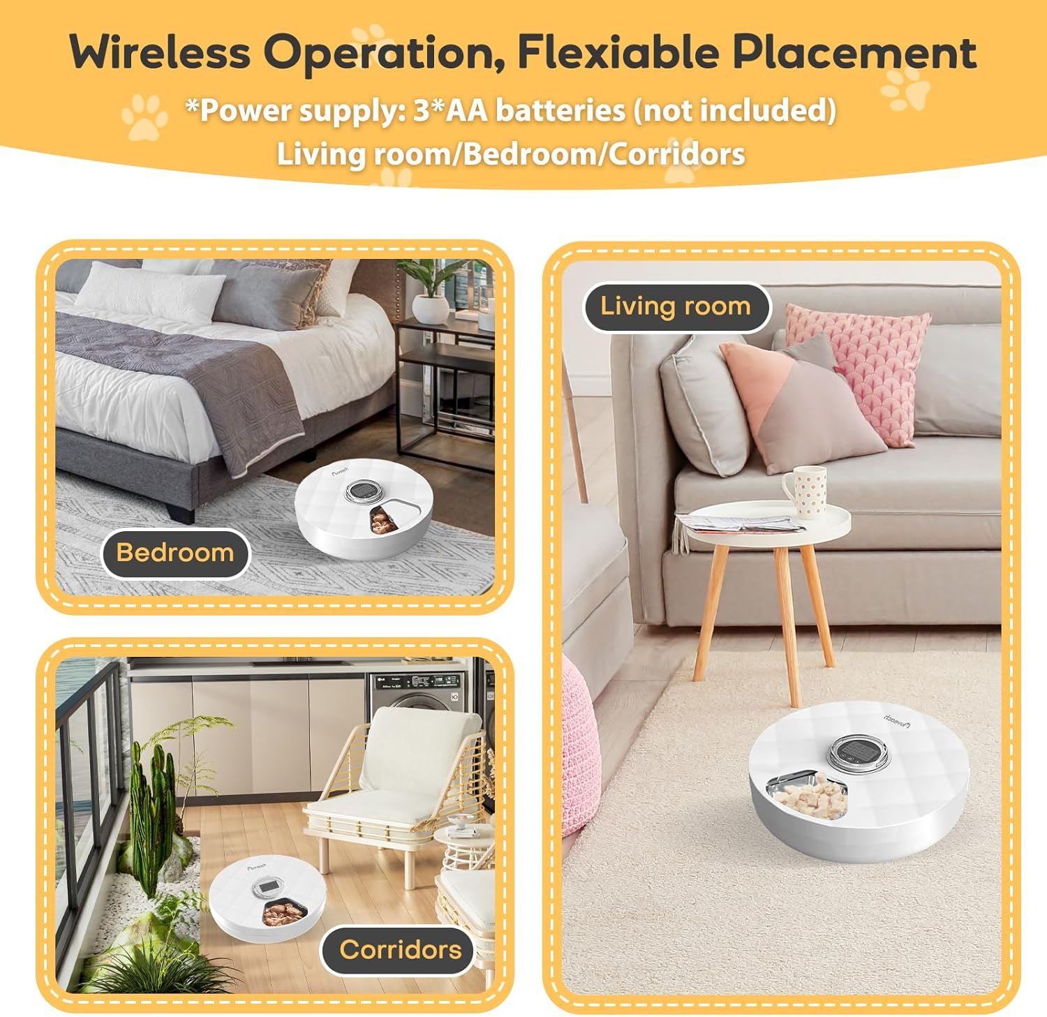 Automatic Cat Feeder for Wet/Dry Food, Auto Pet Feeder with Stainless Steel Tray, 6 Meals Cat Food Dispenser with 2 Ice Packs for Cats & Small Dogs