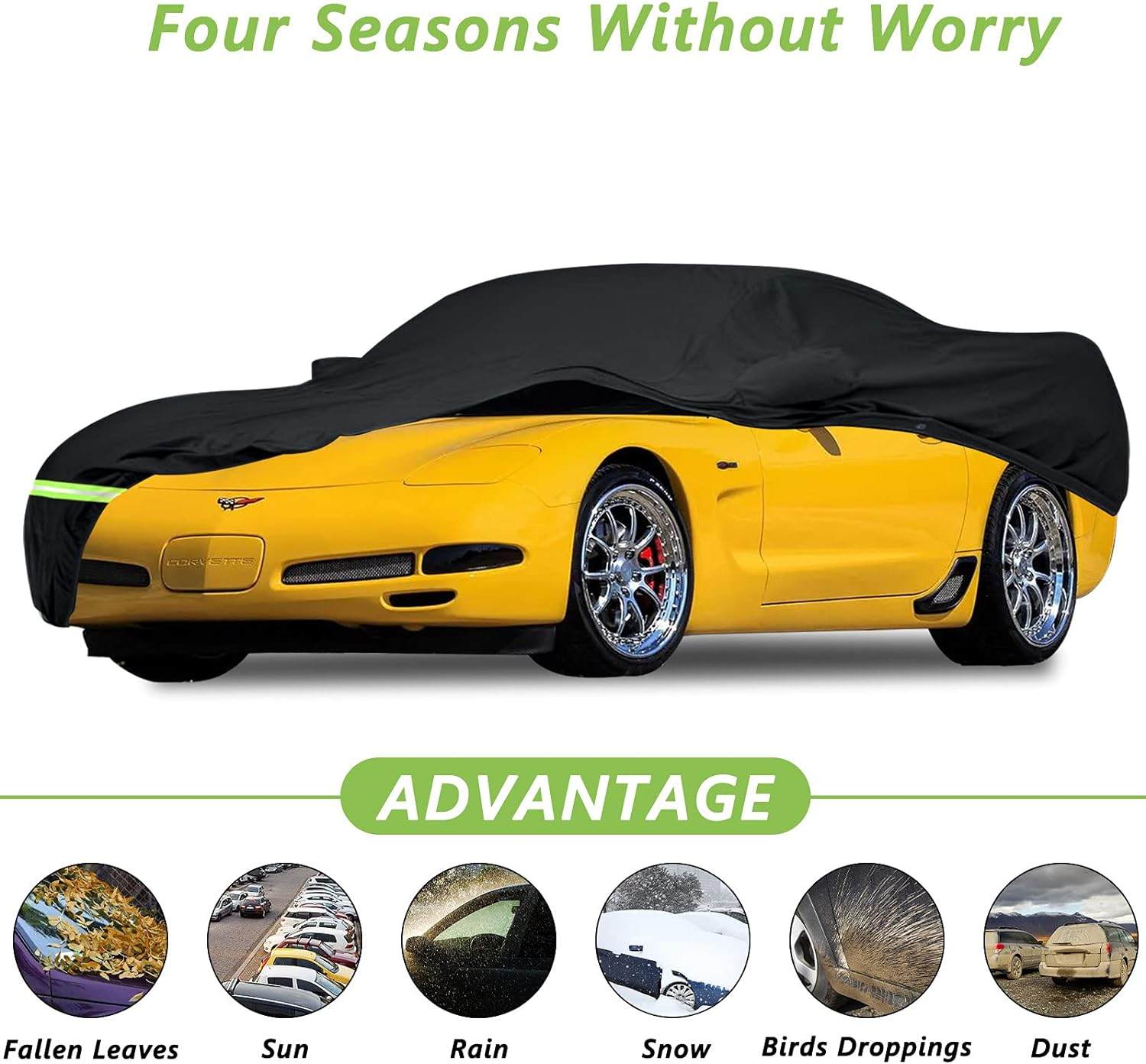 Yixin Waterproof Car Covers for 1997-2004 C5 Corvette, Car Cover 190T Covers Customer Fit 100% Waterproof Windproof Strap & Double Door Zipper up to 180&rdquo; L (C5:(1996-2004)) image number 1