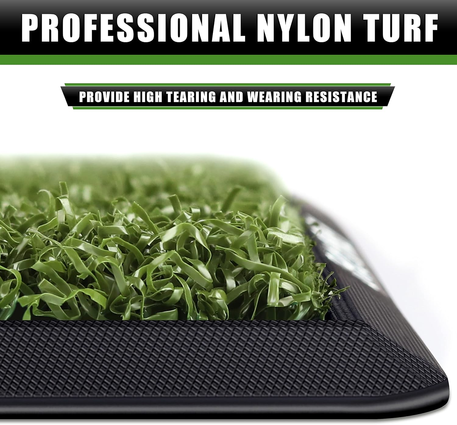 CHAMPKEY Premium Synthetic Turf Golf Hitting Mat | Heavy Duty Rubber Base Golf Practice Mat | Come with 1 Rubber Tee and 9 Plastic Tees