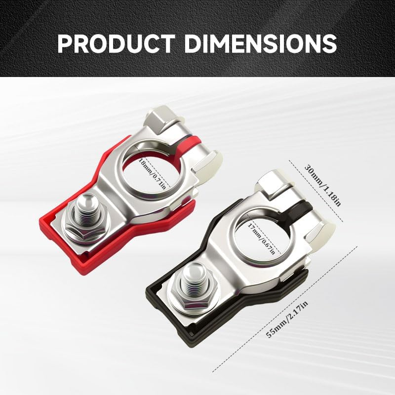 Battery Terminal Set, 2Pcs Ositive Negative Set, Universal Car Cable Connector Heavy Duty Copper Clamps, Compatible with 12V/24V Car Truck Boat Marine RV Vehicles image number 3