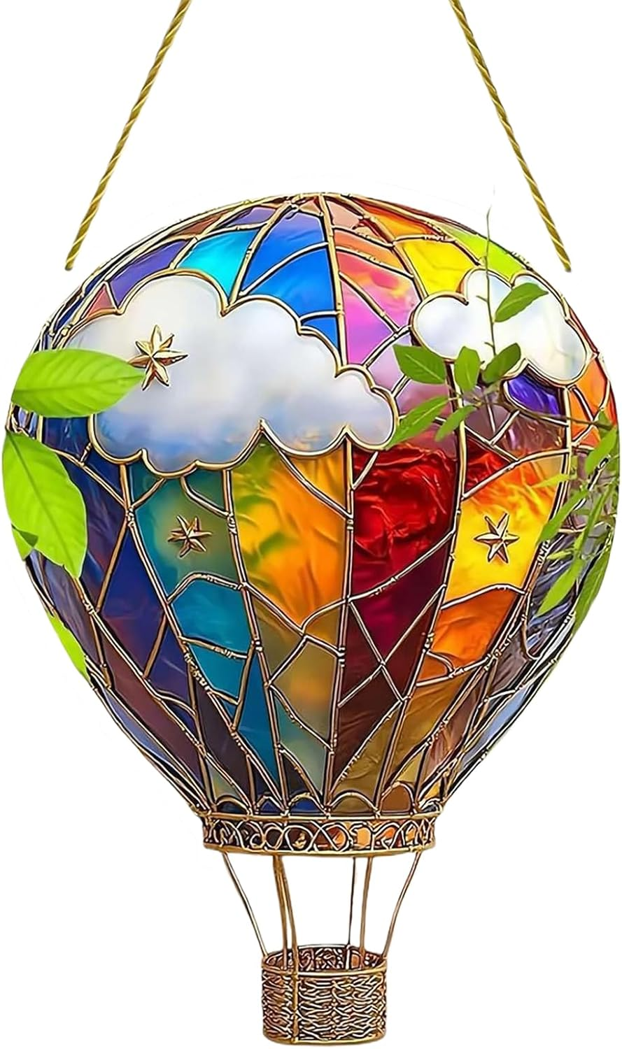 Hot Air Balloon Lantern, Garden Ornaments Outdoor, Hot Air Balloon Light, Hanging Garden Lights, Charming Acrylic Home Decor for Window Door Tree Gardan