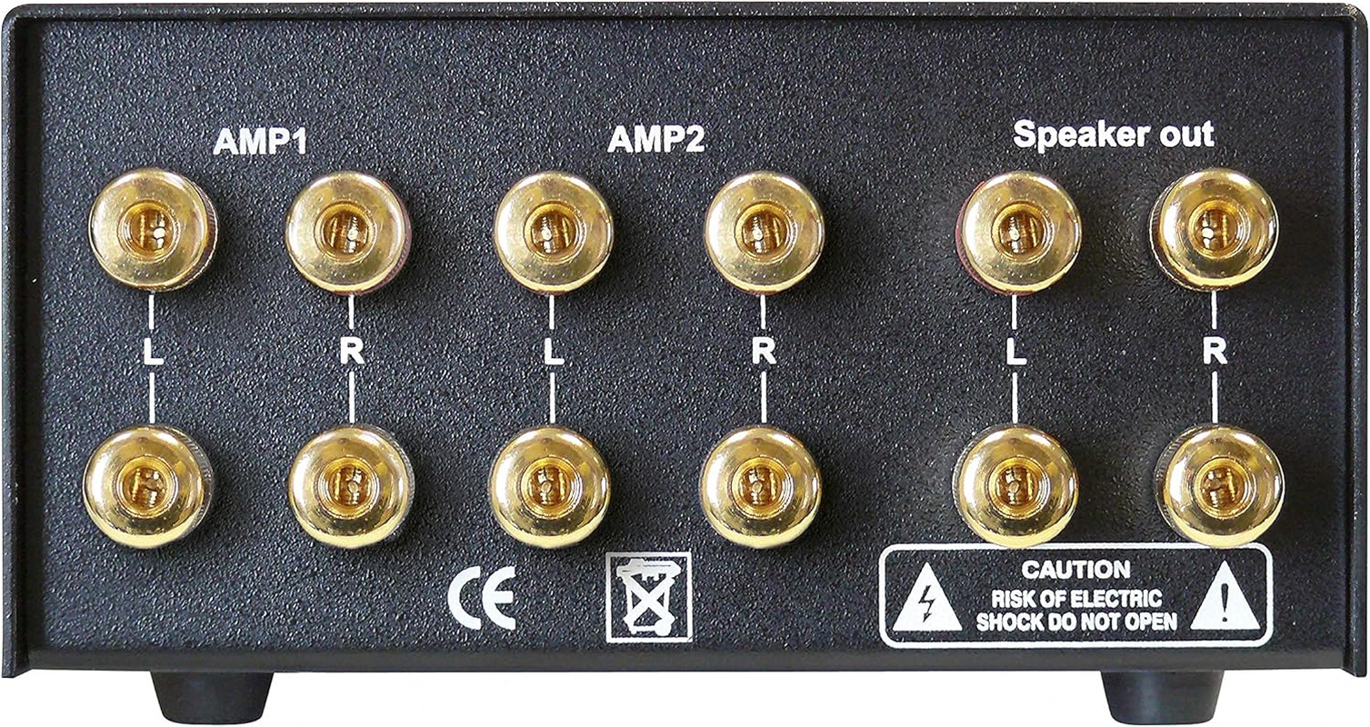 Dynavox AMP-S MKII Amplifier and Speaker Switch in Metal Housing for Stereo and Surround Amplifier, Banana Plug or Clamp Connection, Black image number 2