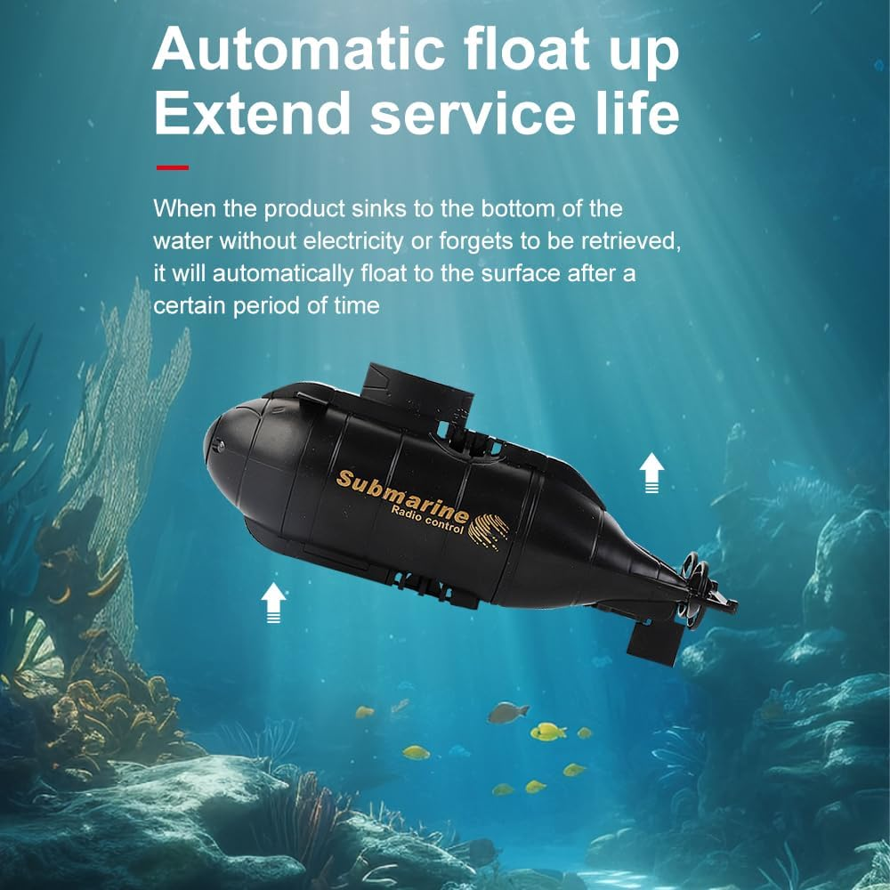 7JI RC Submarine Toy, Underwater Boat 360&deg; Rotatable High Speed Electric Water Toys,Remote Contriol Submarine for Kids Gift-Black image number 4