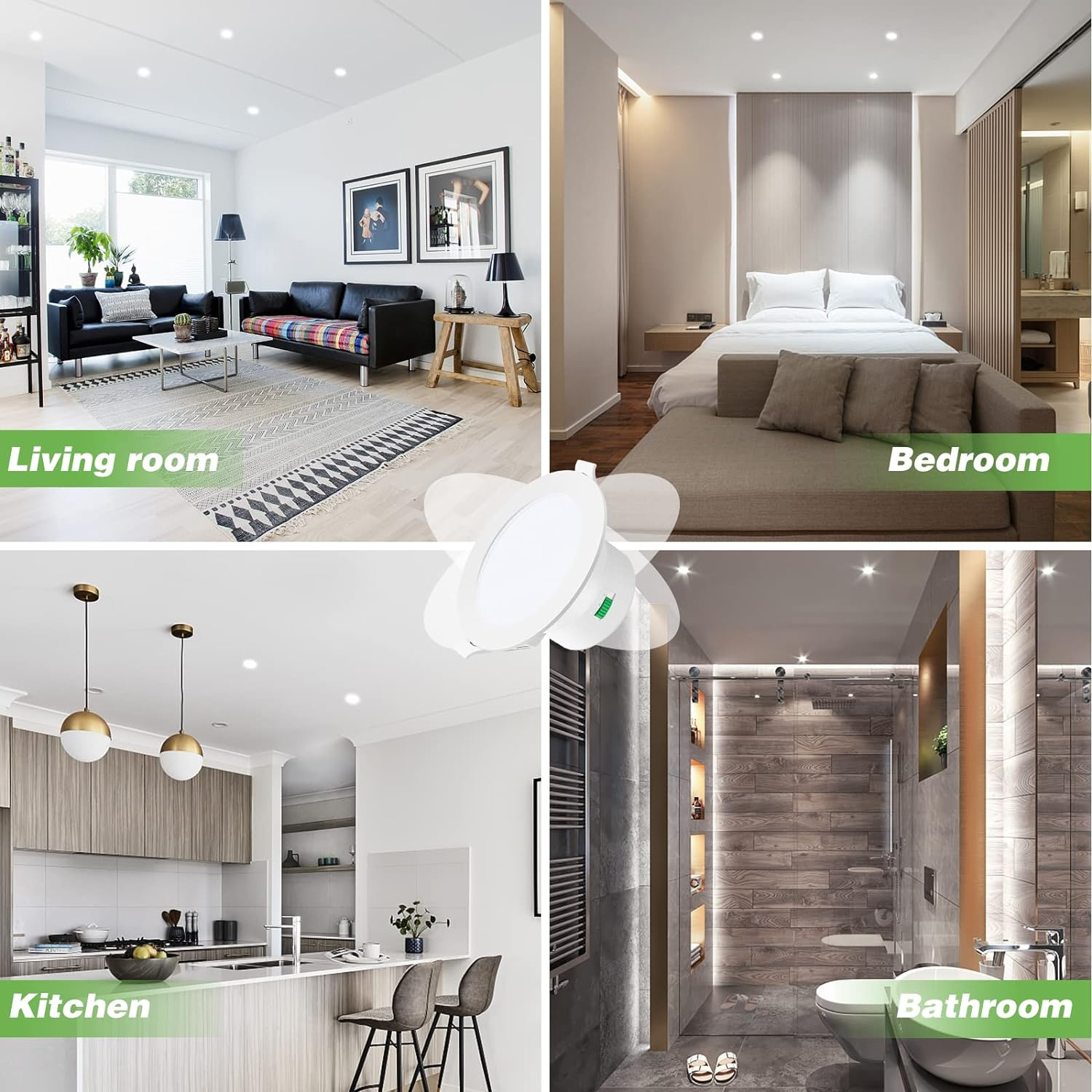 ALUSSO 14W LED Downlight Kit 120Mm Cutout Dimmable IP44 Recessed Ceiling Light with CCT 3 Lighting Colors Adjustable 3000K Warm/ 4000K Neutral/ 5700K Cool, White, Pack of 10,AUS Plug image number 4