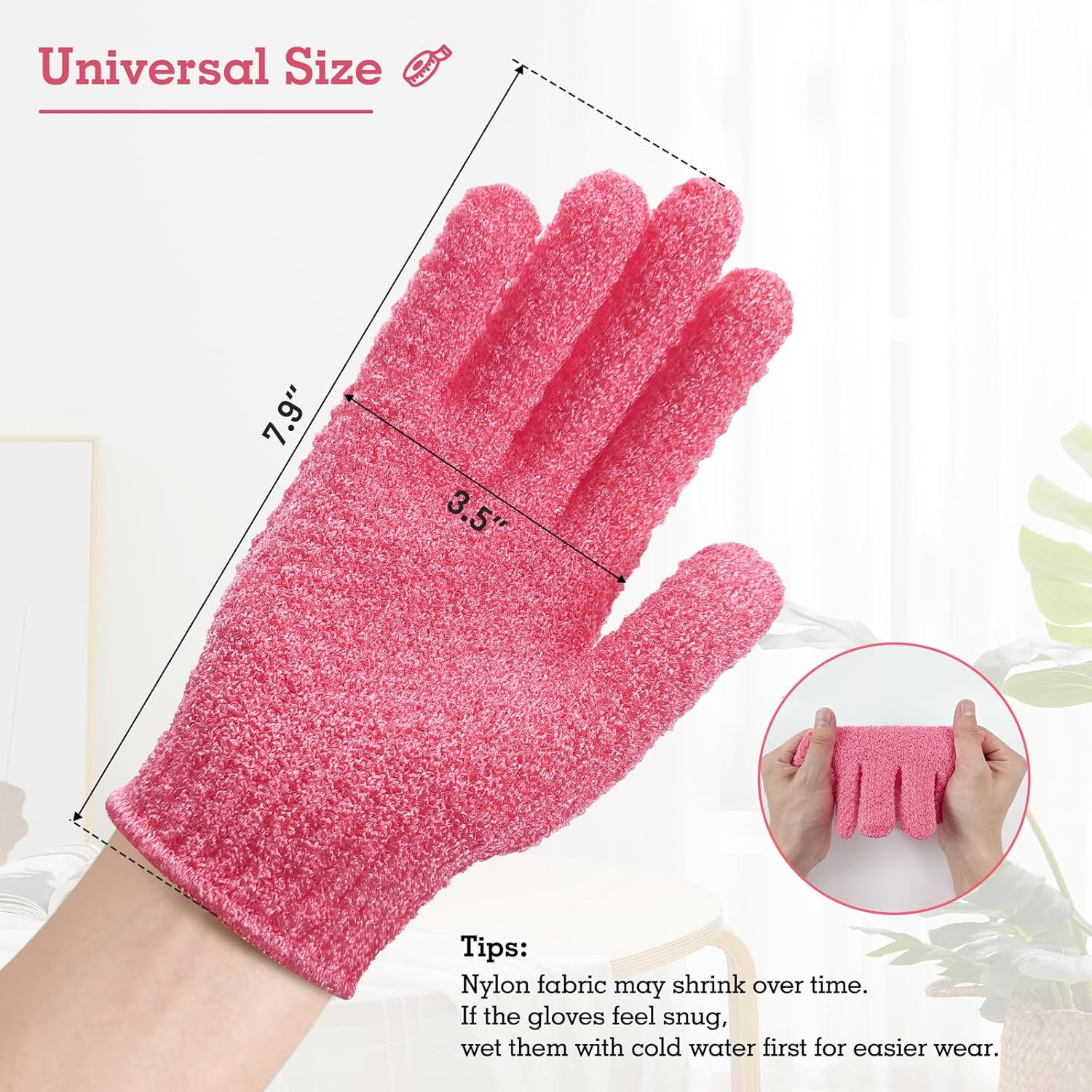 Evridwear Exfoliating Glove Shower Gloves Exfoliate Dead Skin for Dry Sensitive Skin No Irritation with Hanging Loop