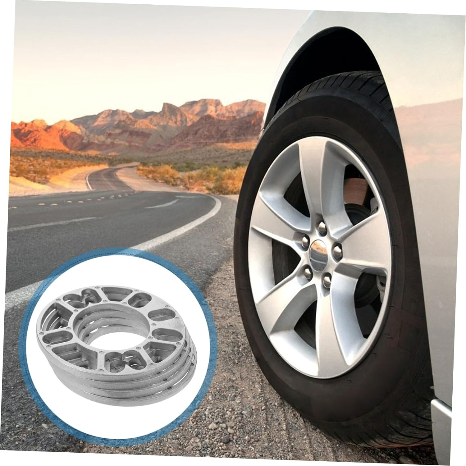 Beatifufu 4Pcs Wheel Spacers Shims Automotive Wheel Spacer Enhance Car Handling Metal Material Stop Tyre Rubbing image number 1