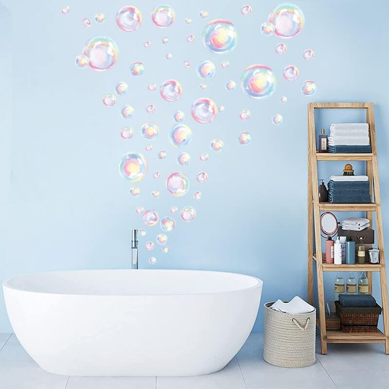 Dayker 2 Sheets Bubble Wall Decals, Colorful Bubbles Wall Stickers, Removable PVC Cutouts Ocean Decor, Underwater World Decoration for Room Nursery Birthday under the Sea Mermaid Theme Party image number 1