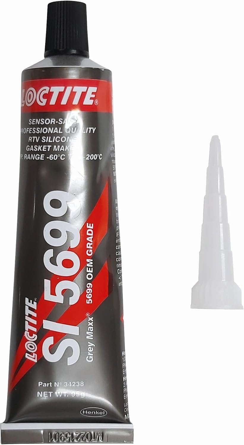 Loctite SI 5699 Grey RTV Silicone Sealant | Flexible Gasket Maker | Tack-Free in 30 Minutes | Oil & Water-Glycol Resistant | NSF Registered, 95G