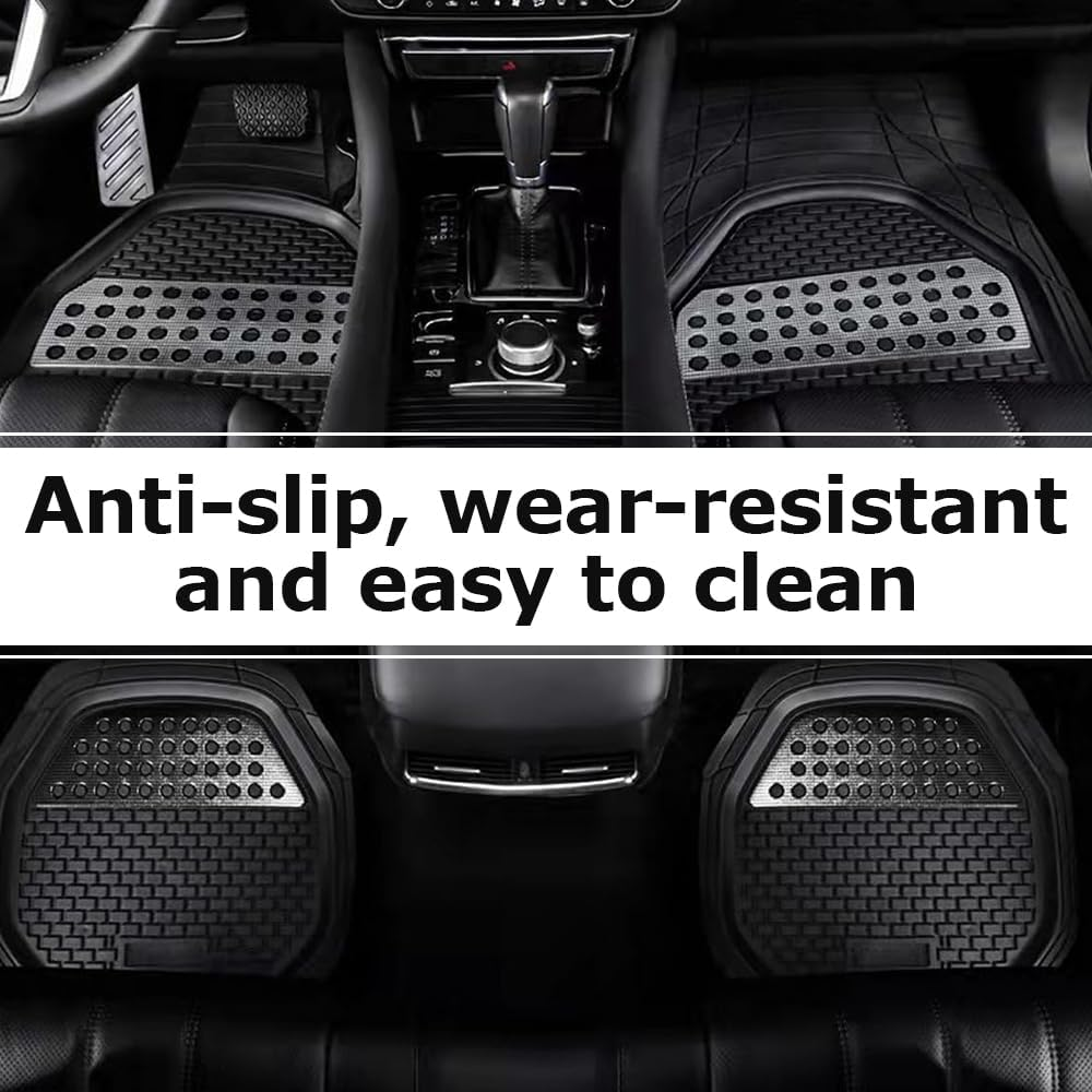 4 PCS Car Floor Mats, Heavy-Duty PVC Mat, Universal Waterproof Kick Pads, All-Round Protection Car, All Weather Anti-Slip Car Mats, for Cars, Trucks, and SUV image number 5