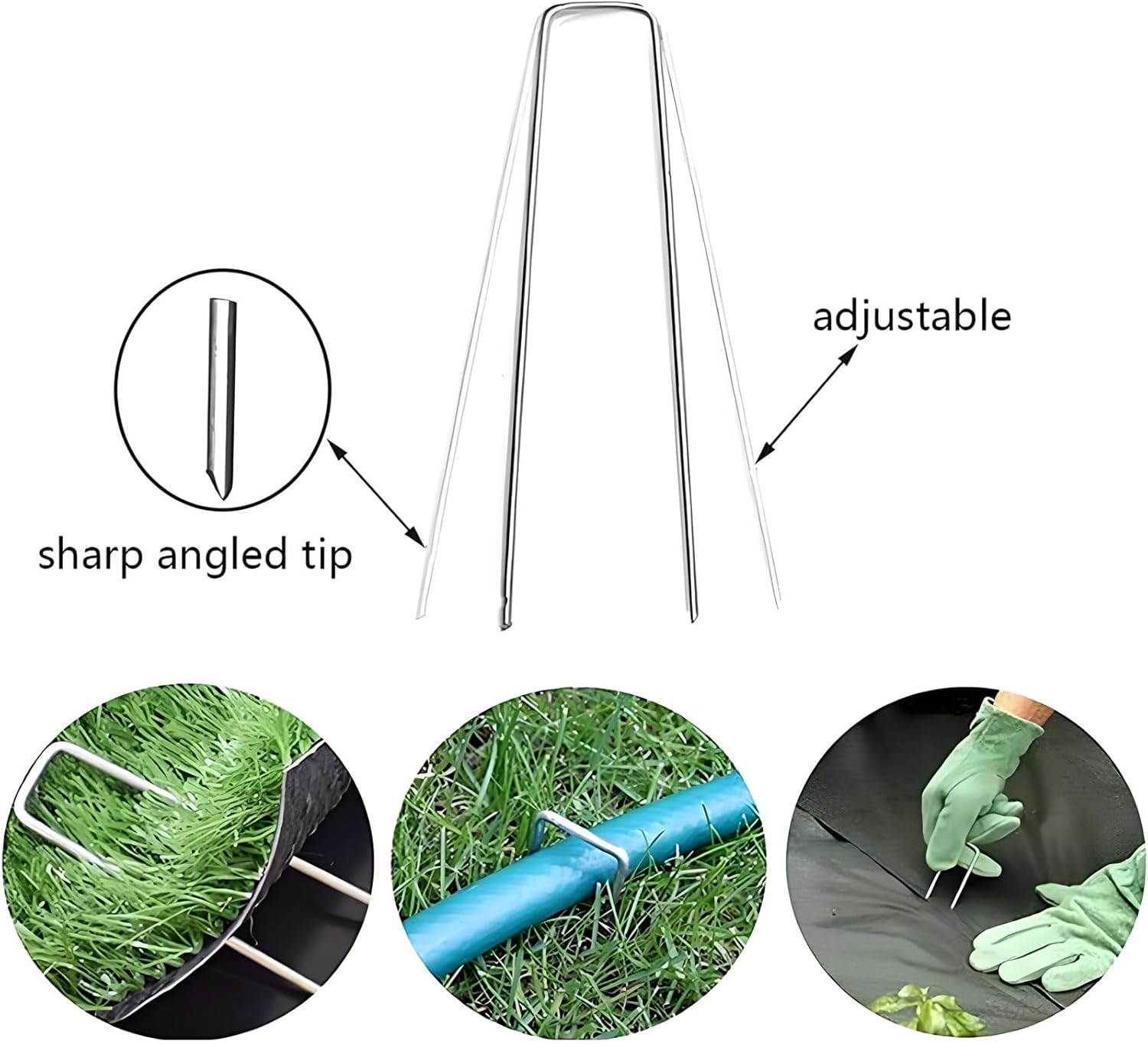 MYTOAU 100 PCS Landscape Staples Garden Stakes,U Shaped Galvanized Pins 4 Inch Heavy Duty Galvanized Garden Staple Tent Pegs for Fences,Lawns,Weed Barriers,Landscape Fabrics,Netting, Irrigation Hose image number 3